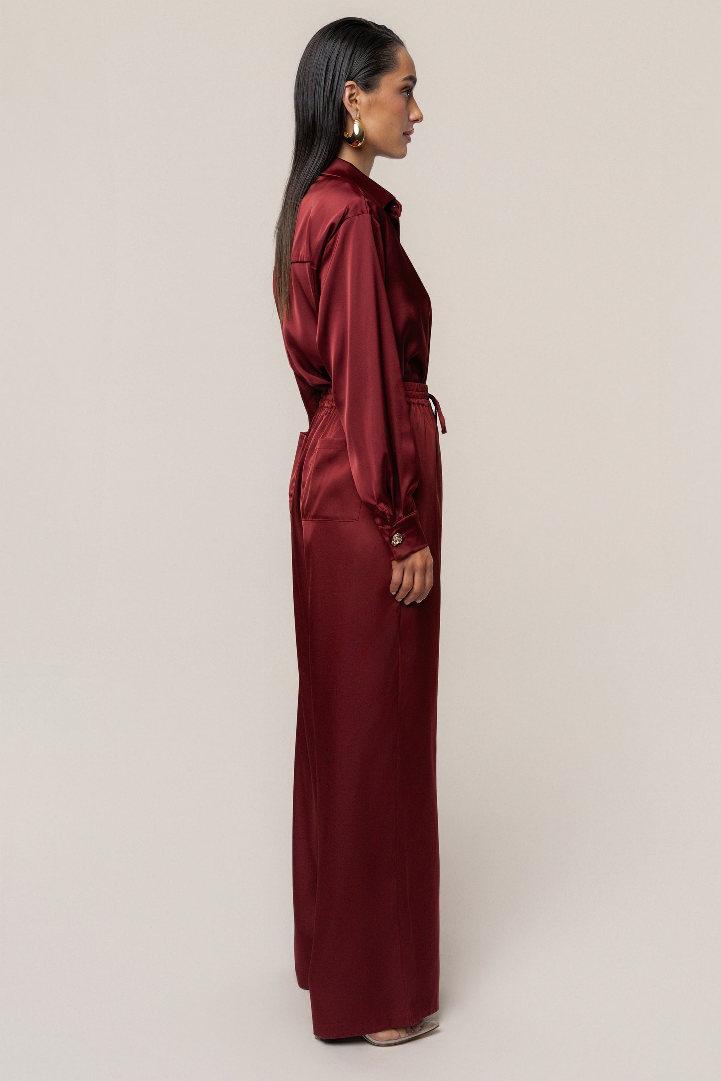 Burgundy Sunny Day Drawstring Pants JLUXLABEL