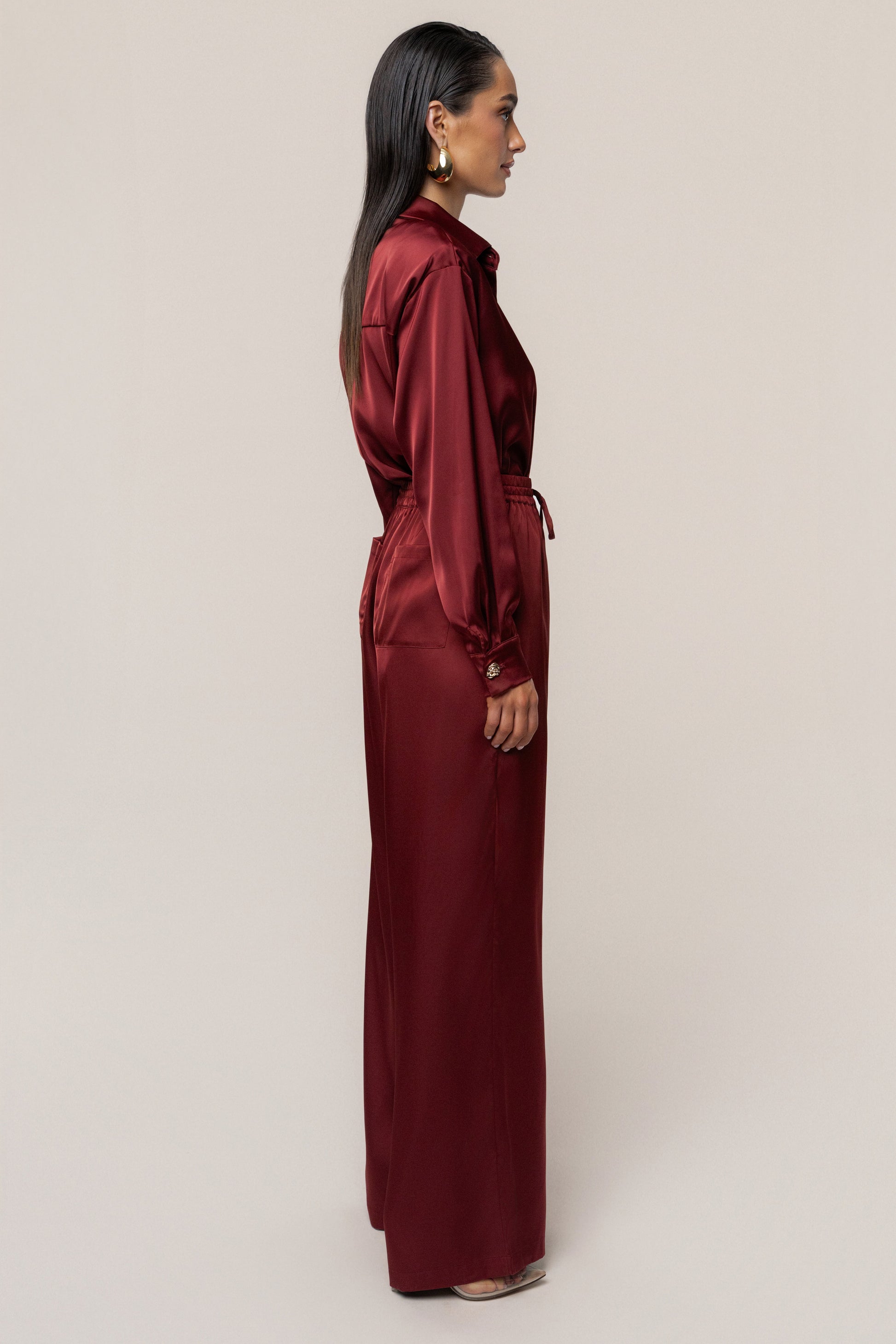 Burgundy Sunny Day Drawstring Pants JLUXLABEL