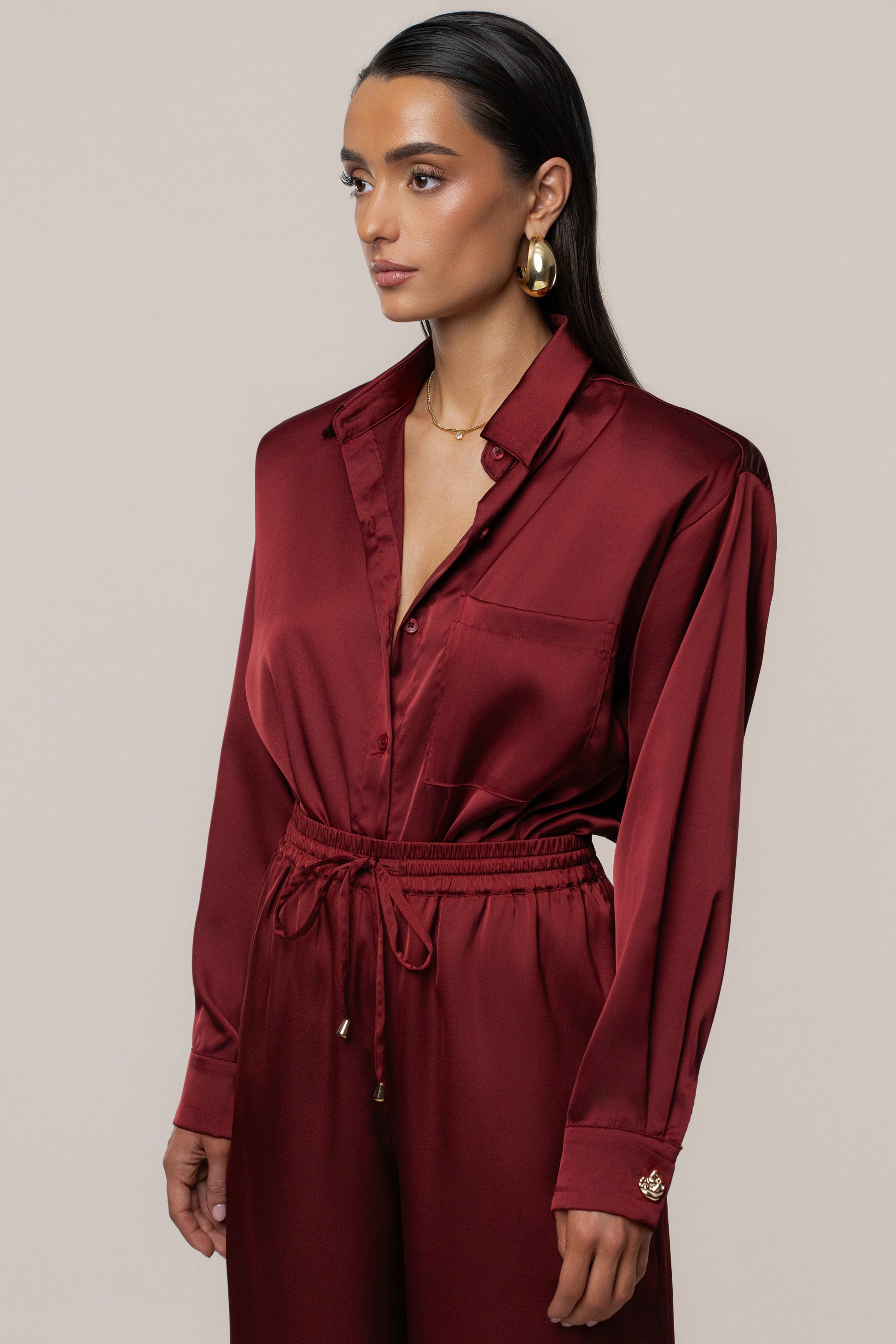 Burgundy Sunny Day Drawstring Pants JLUXLABEL