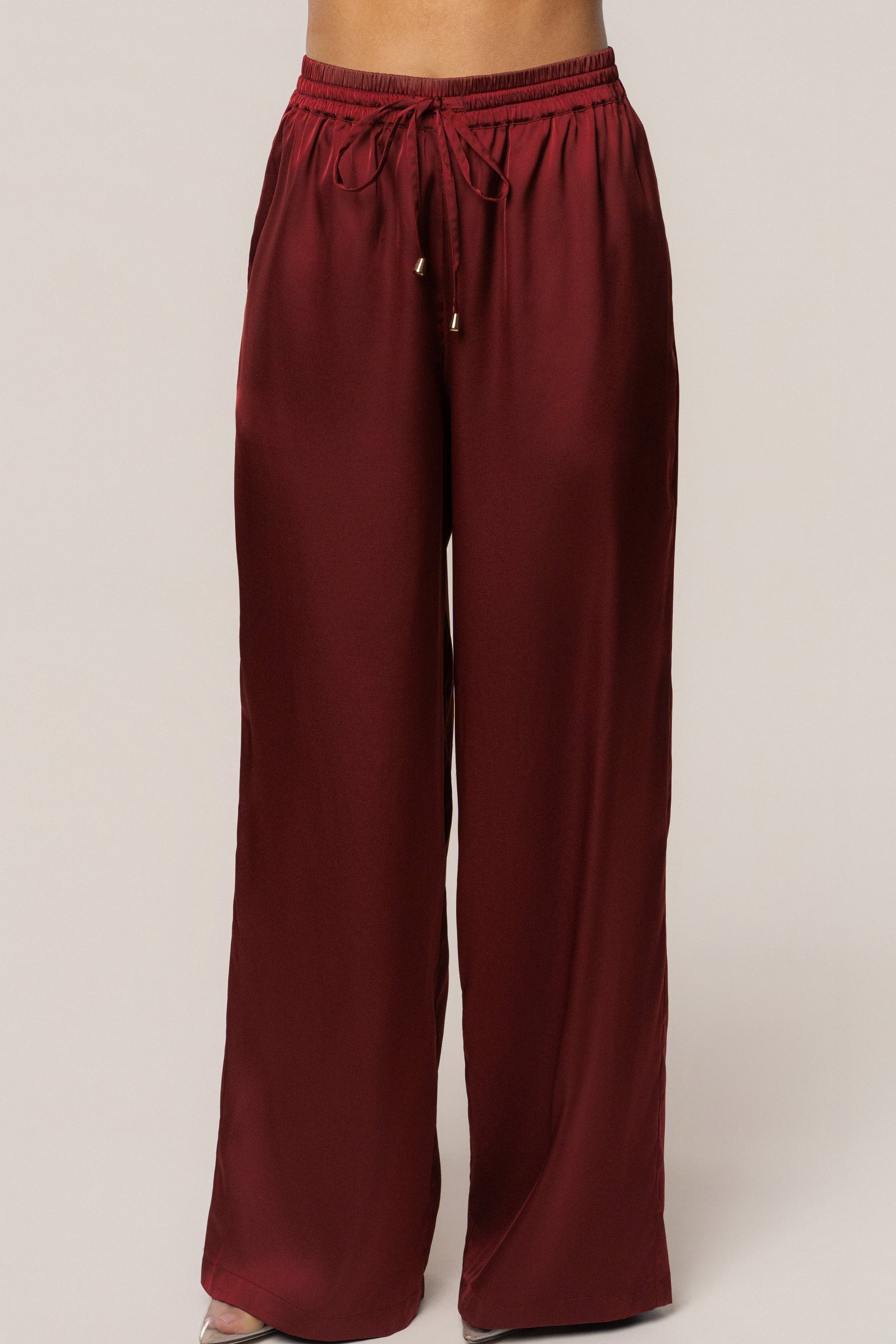 Burgundy Sunny Day Drawstring Pants JLUXLABEL