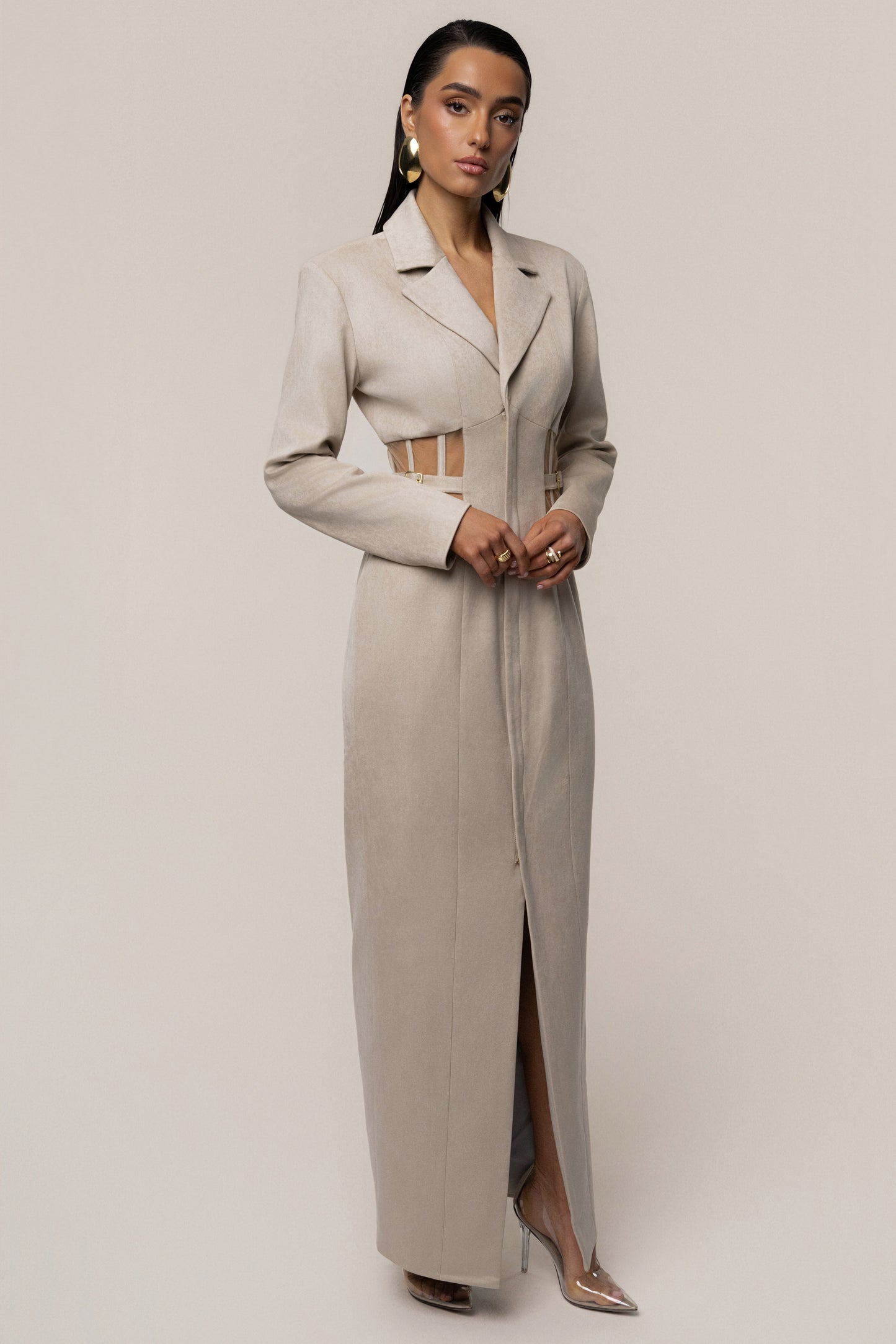 Stone Toffee Haze Suede Dress JLUXLABEL