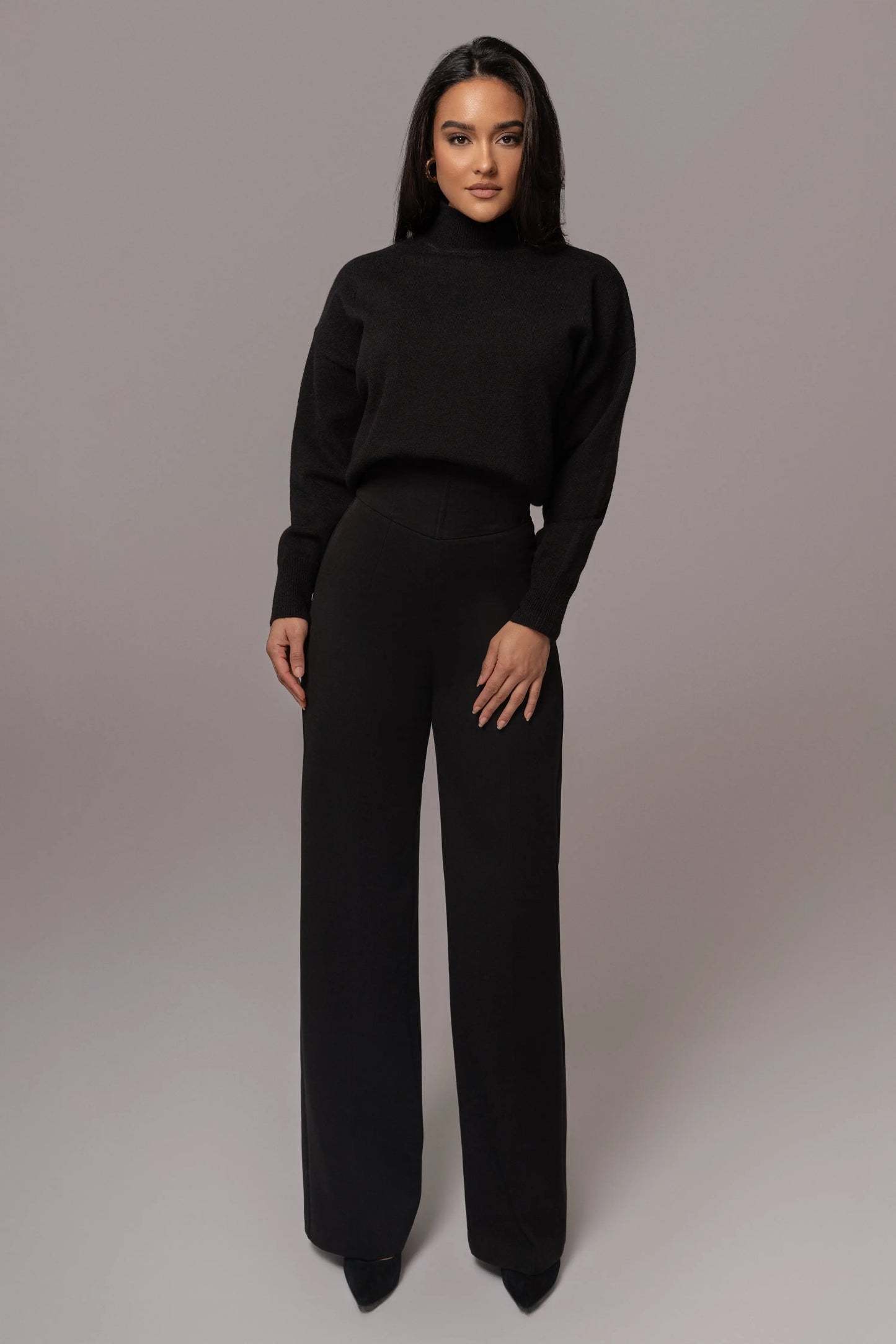 Black Turtleneck Sweater Top JLUXLABEL