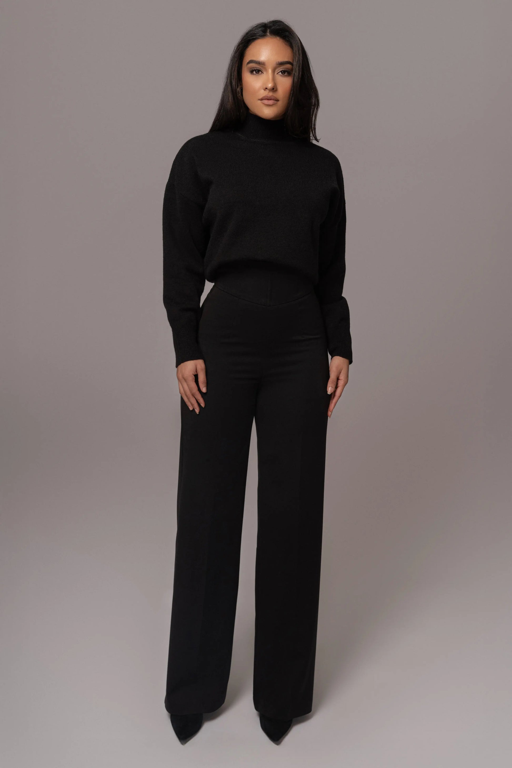 Black Turtleneck Sweater Top JLUXLABEL