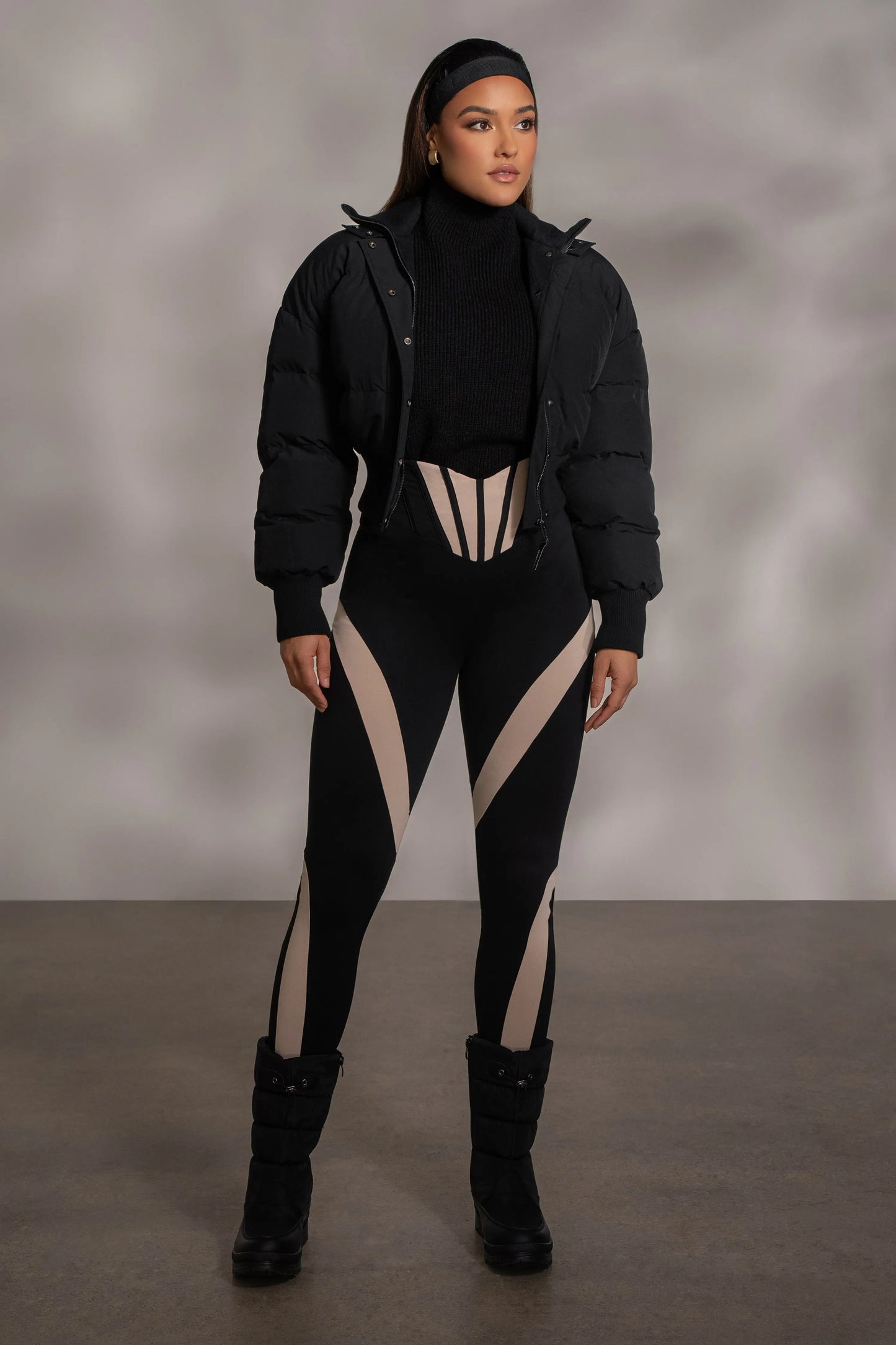 Black Stassie Ribbed Jacket JLUXLABEL