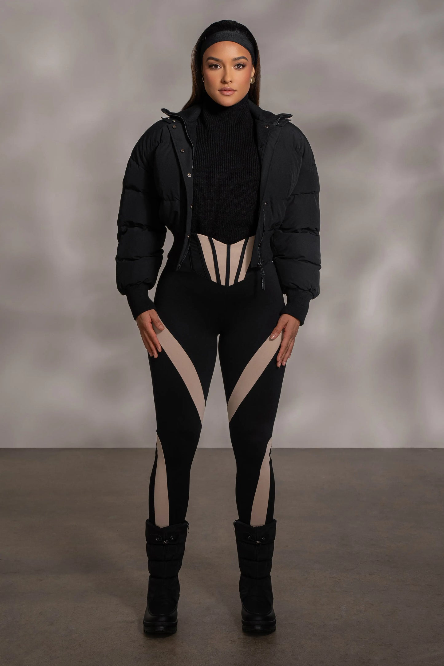 Black Stassie Ribbed Jacket JLUXLABEL