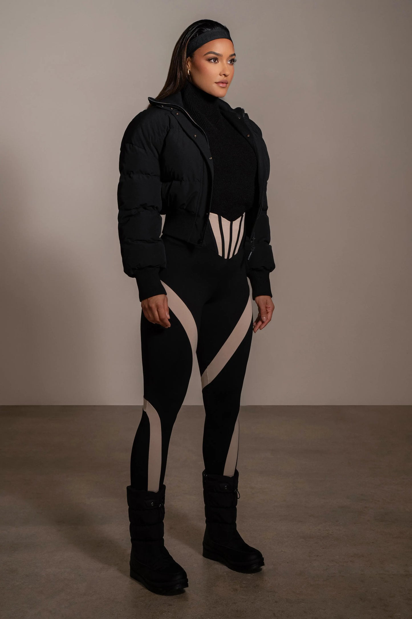 Black Stassie Ribbed Jacket JLUXLABEL