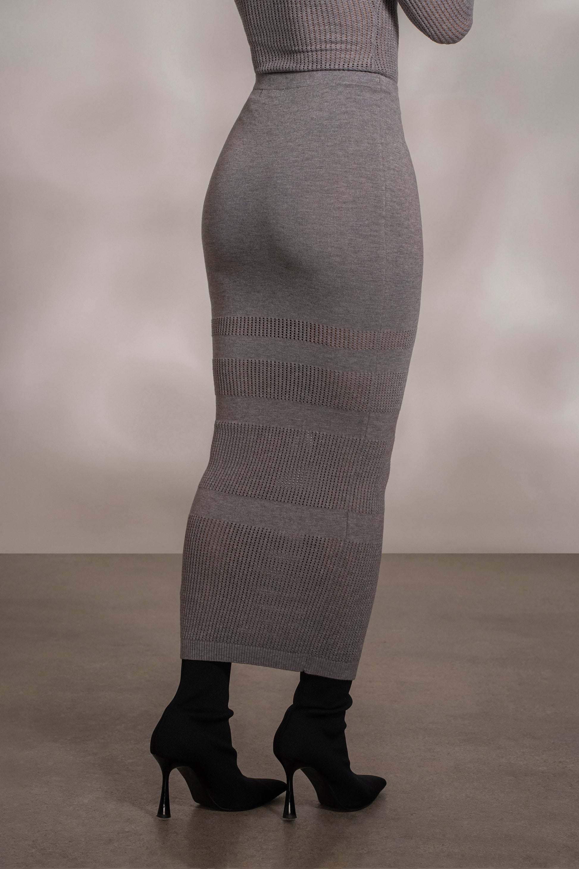 Grey Lina Knit Maxi Skirt JLUXLABEL