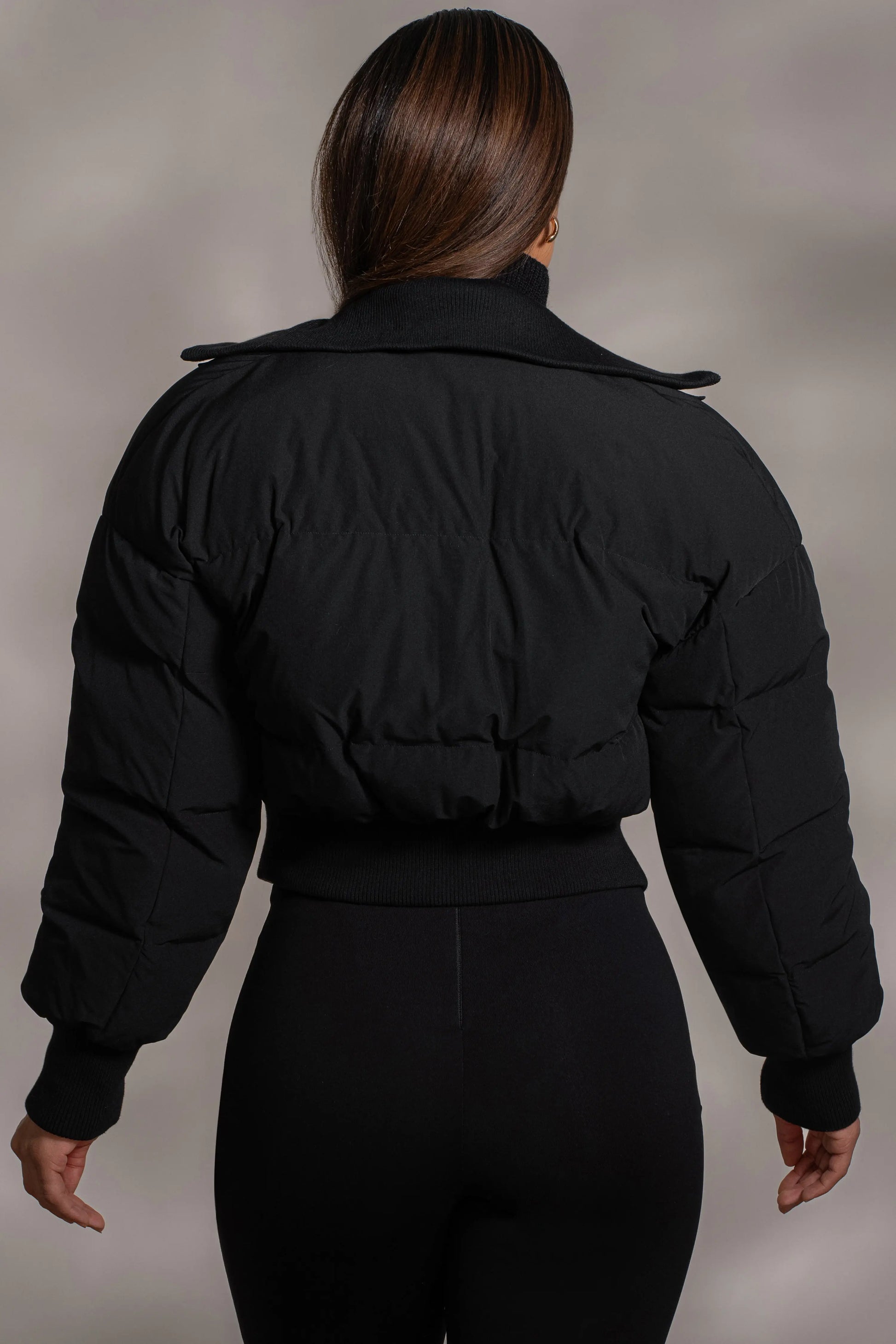 Black Stassie Ribbed Jacket JLUXLABEL