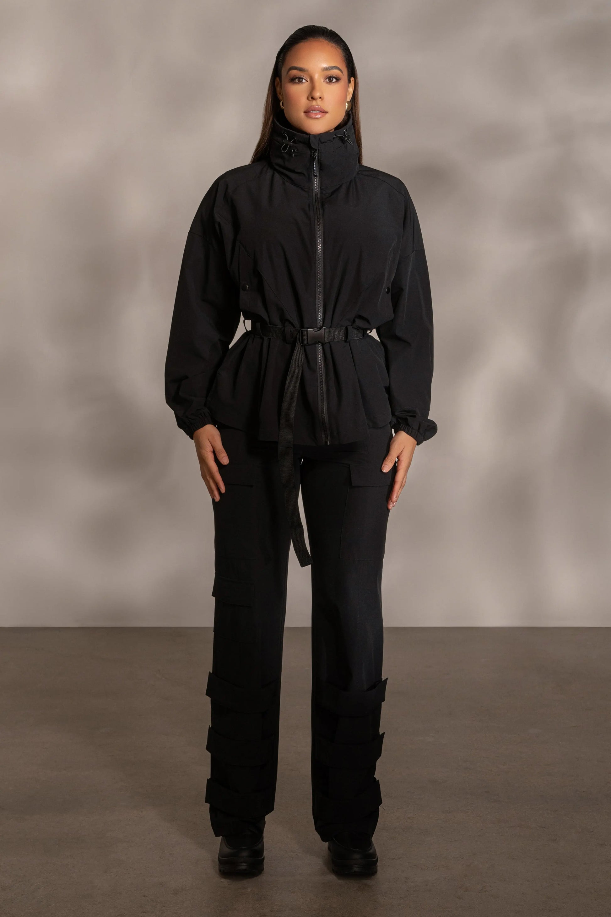 Black Willow Belted Jacket JLUXLABEL
