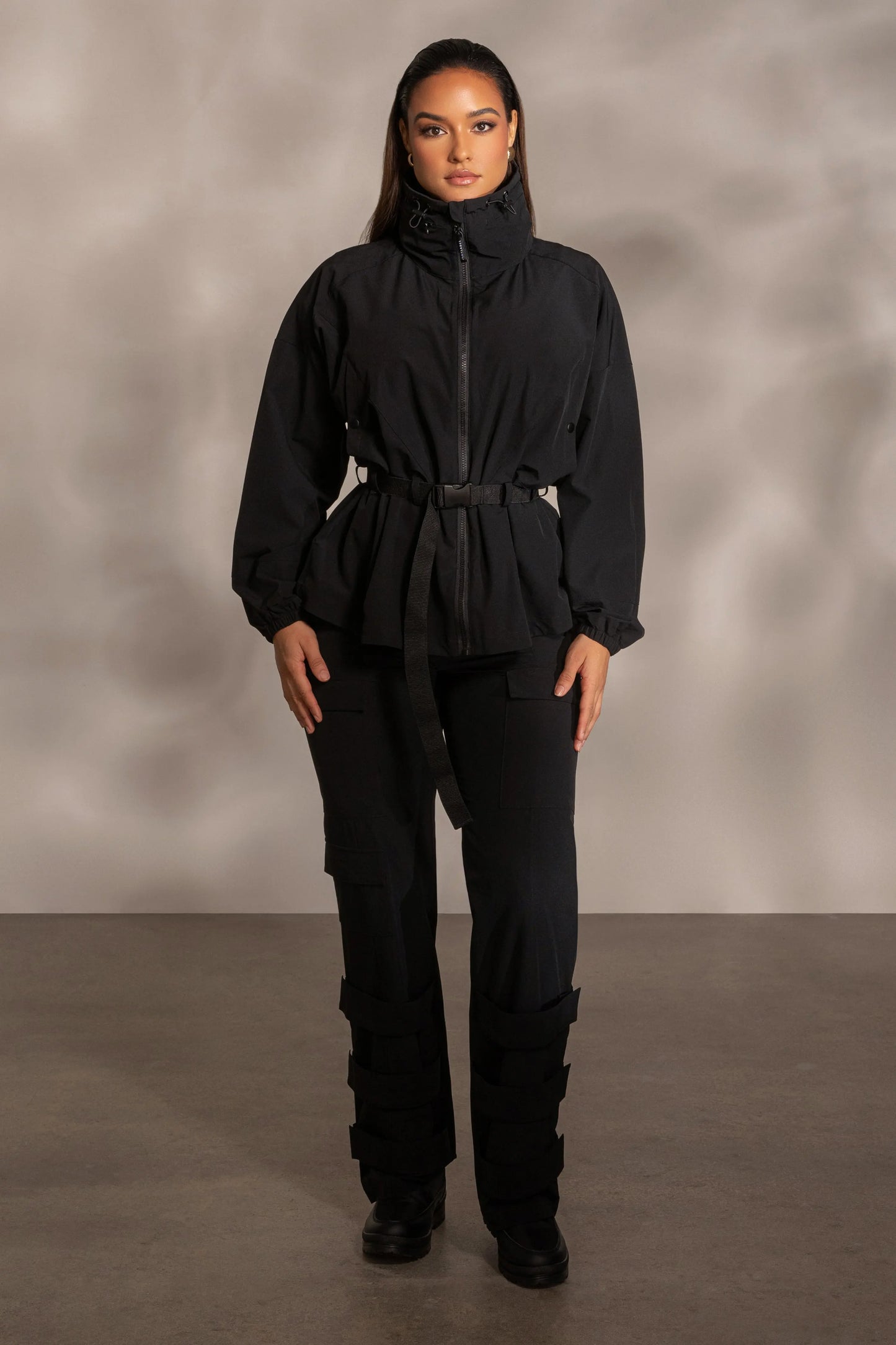 Black Willow Belted Jacket JLUXLABEL