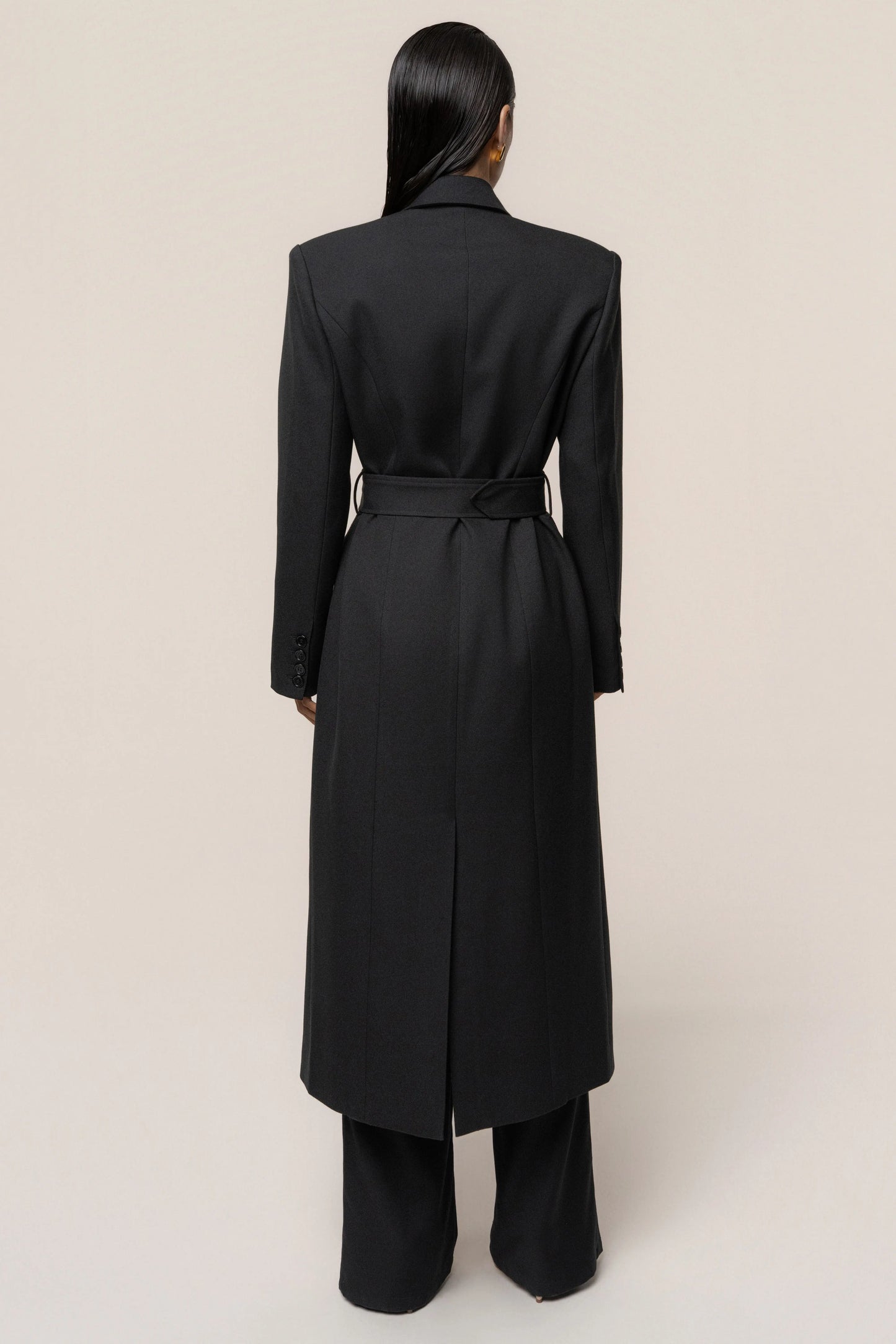 Black Longline Tailored Coat JLUXLABEL