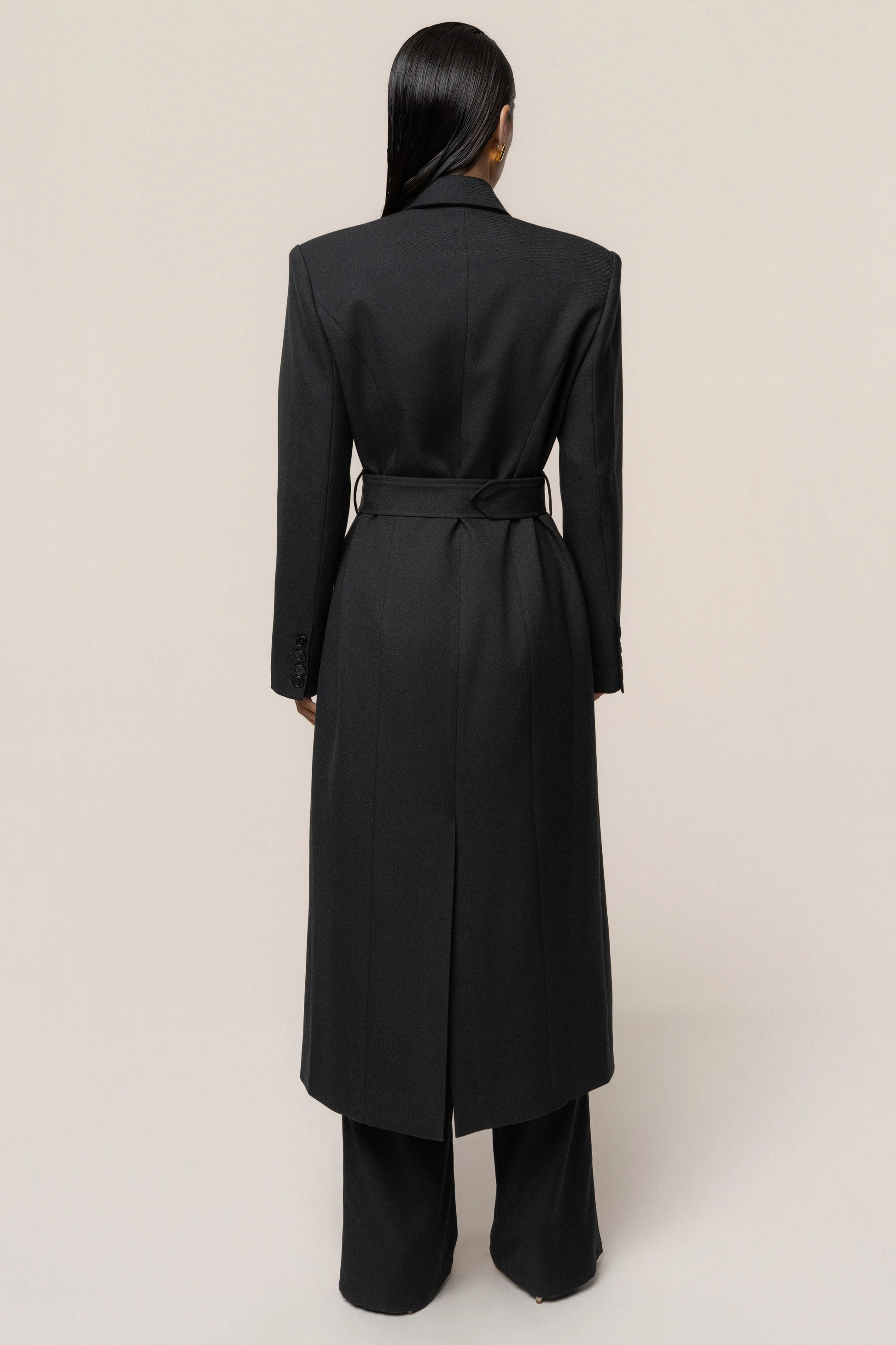Black Longline Tailored Coat JLUXLABEL