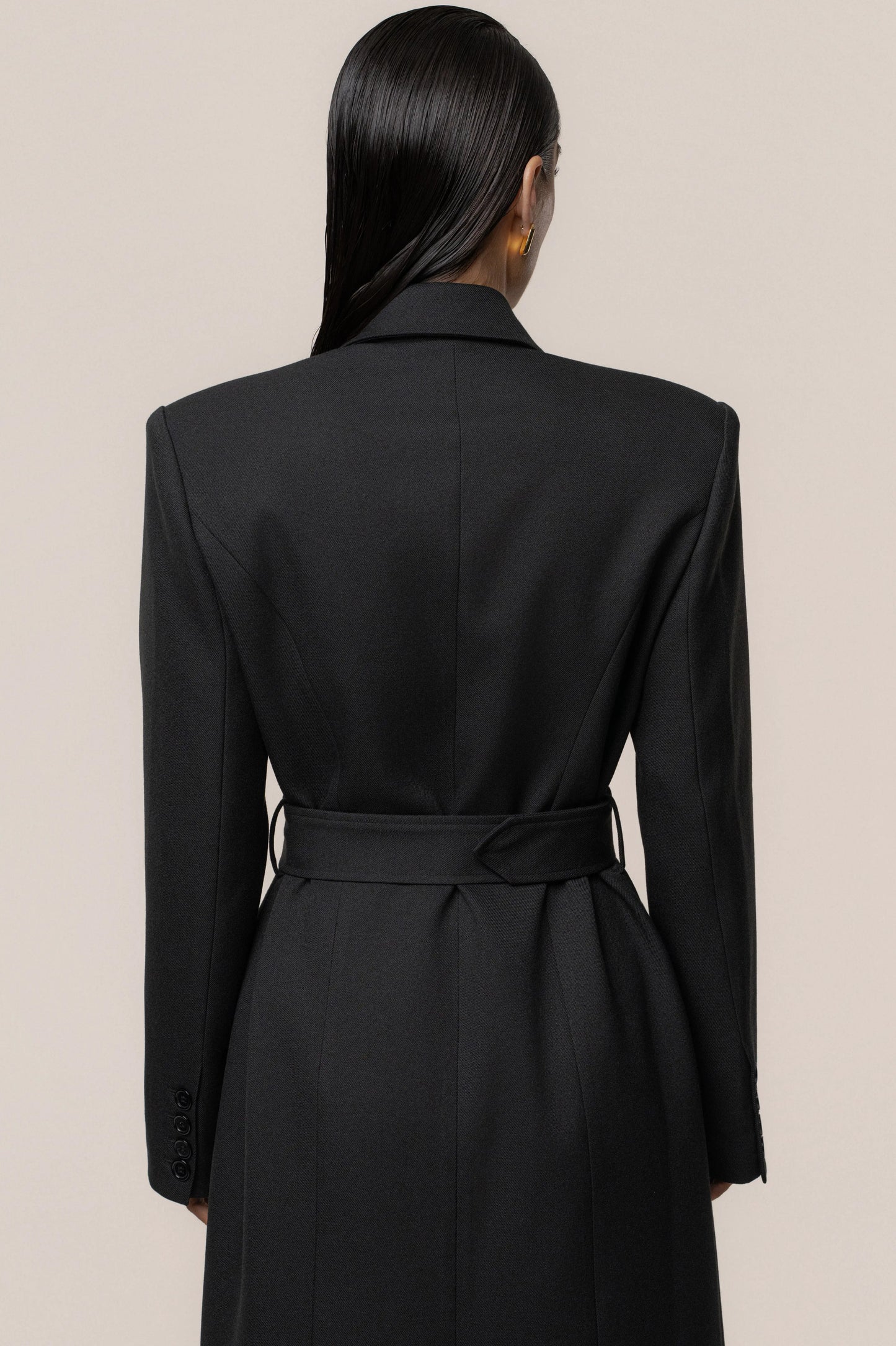 Black Longline Tailored Coat JLUXLABEL