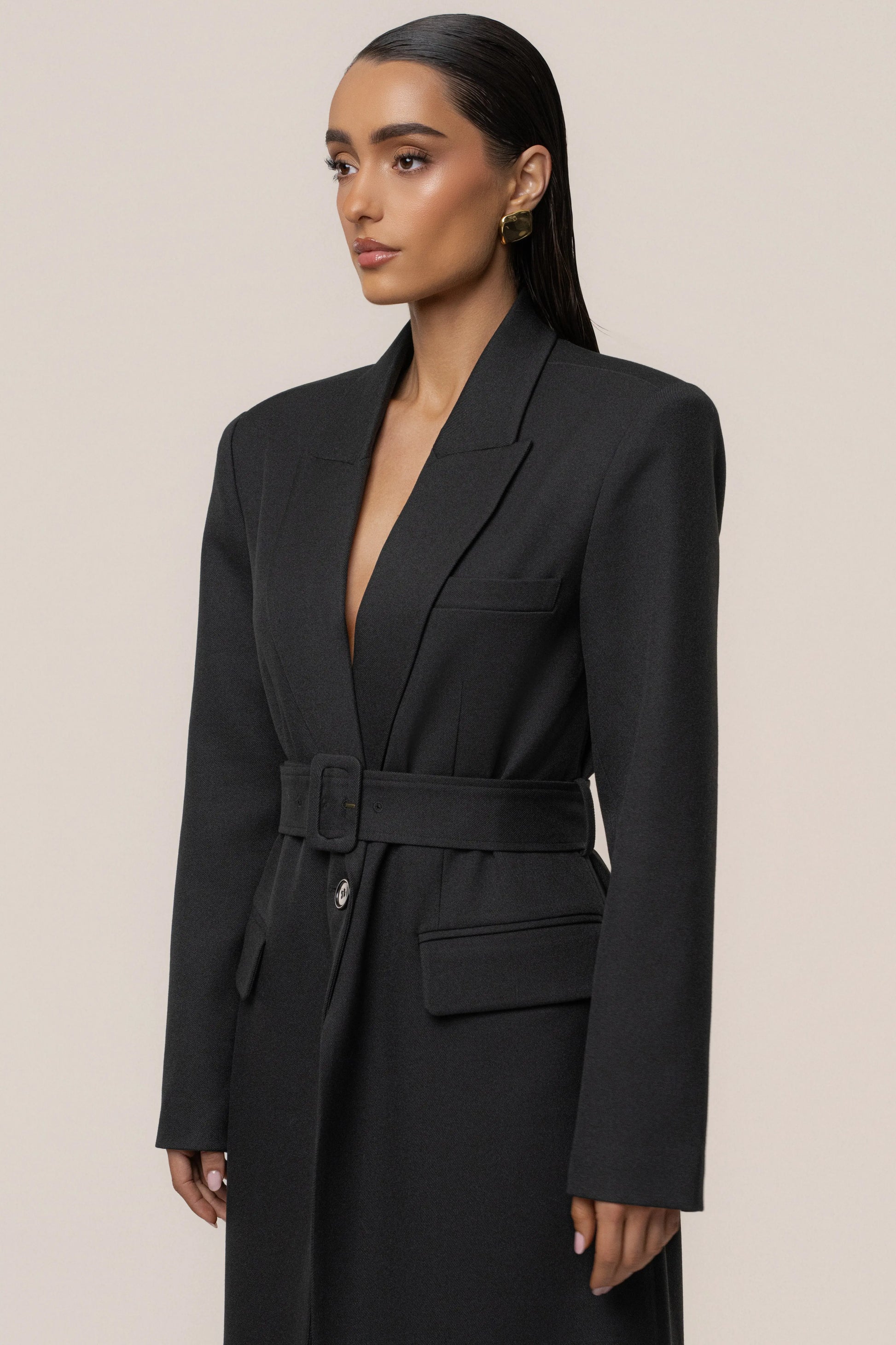 Black Longline Tailored Coat JLUXLABEL