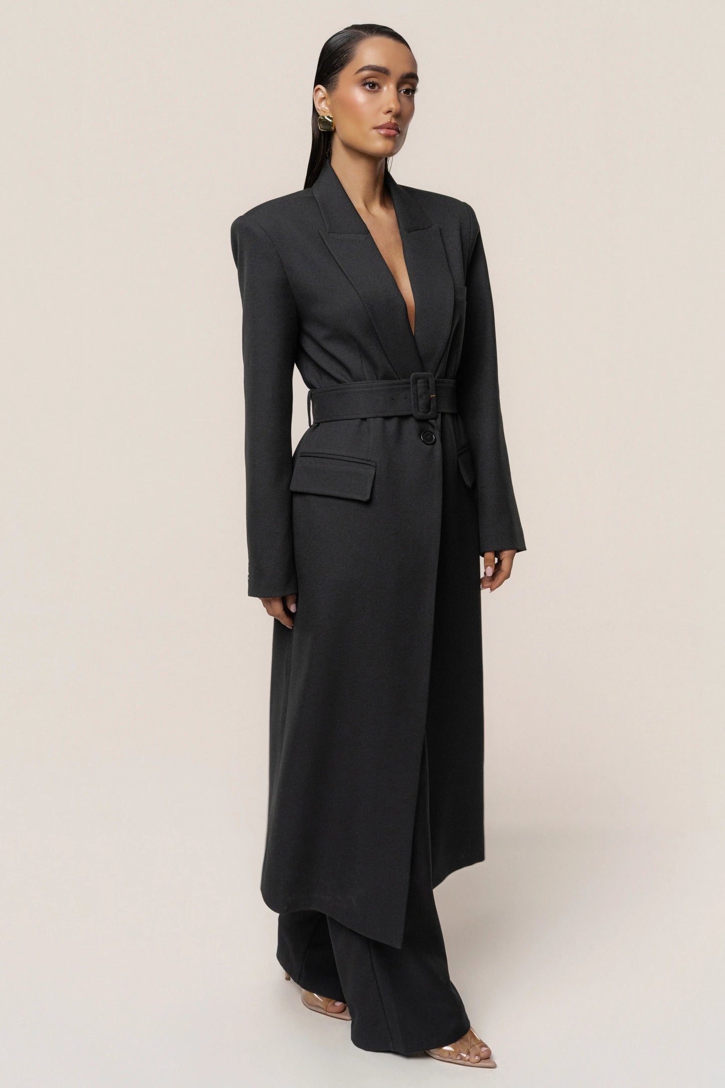 Black Longline Tailored Coat JLUXLABEL