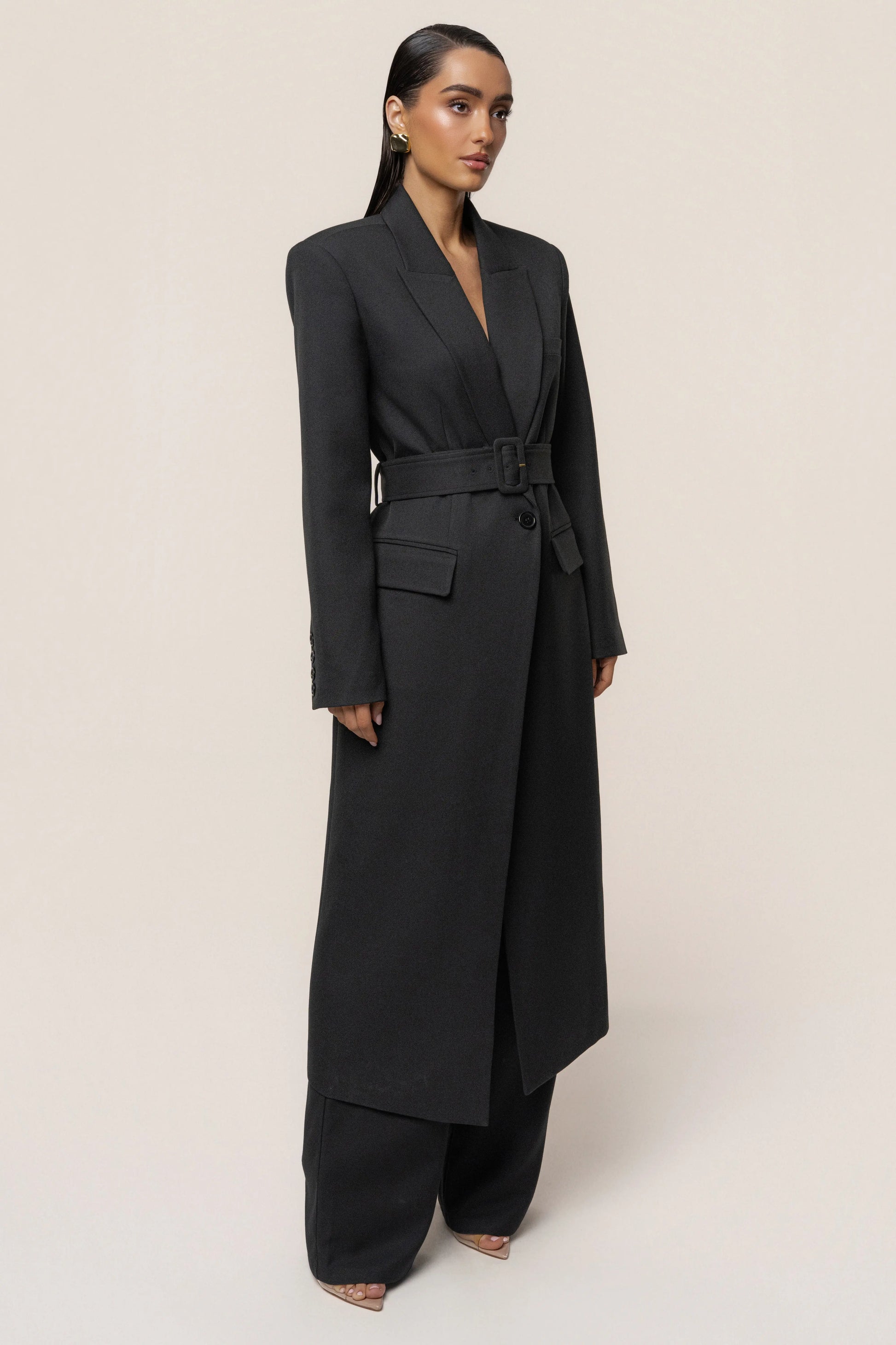 Black Longline Tailored Coat JLUXLABEL