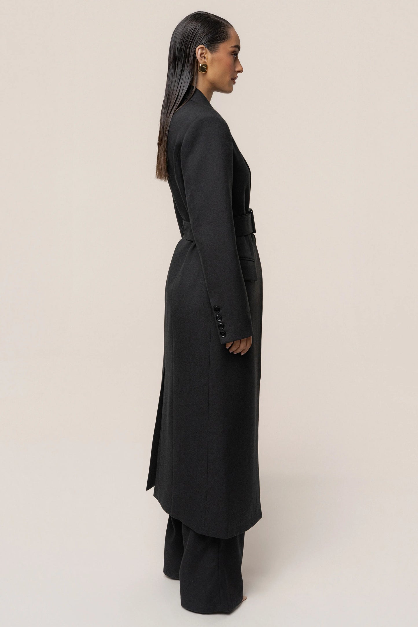 Black Longline Tailored Coat JLUXLABEL