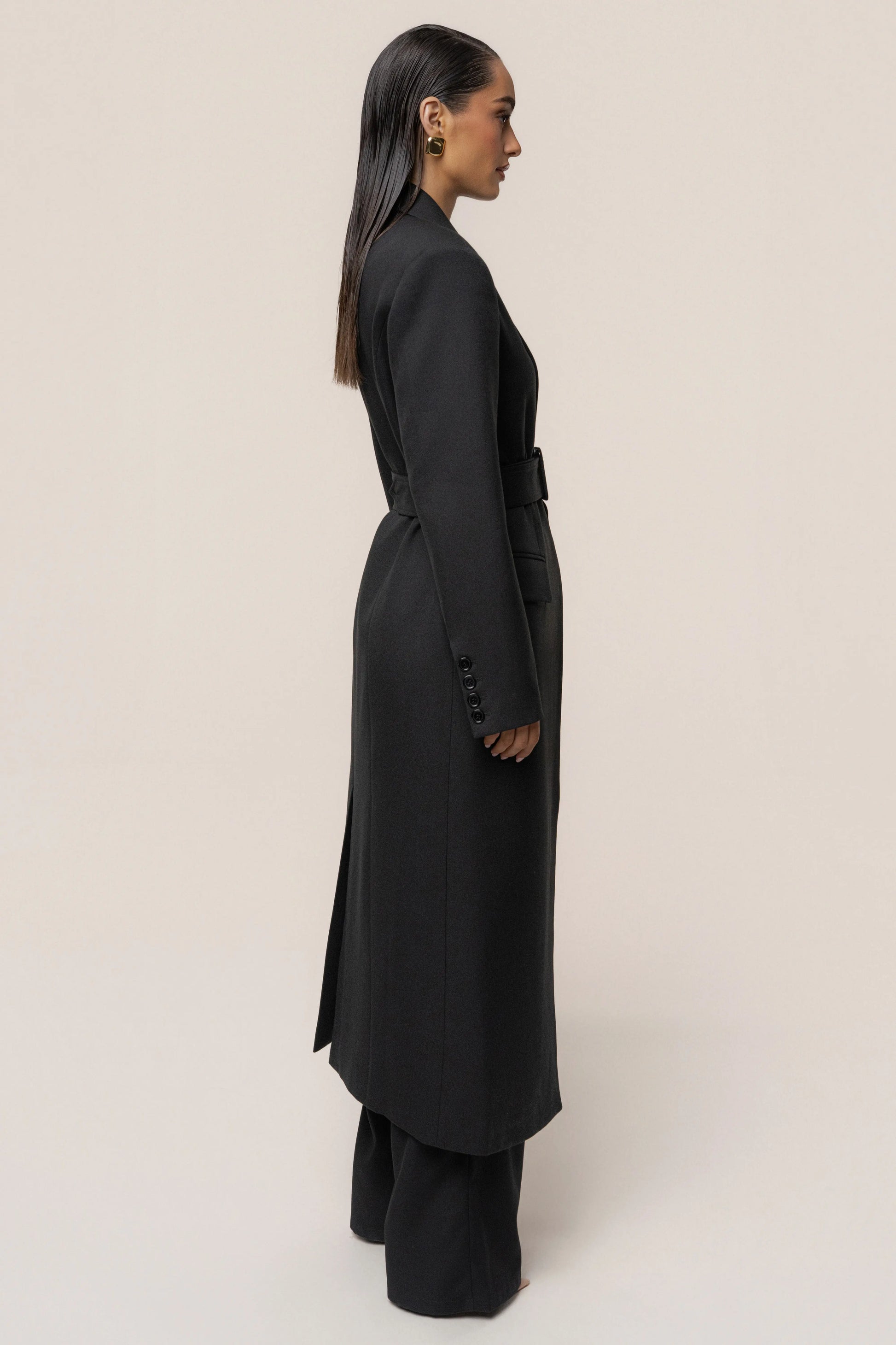 Black Longline Tailored Coat JLUXLABEL