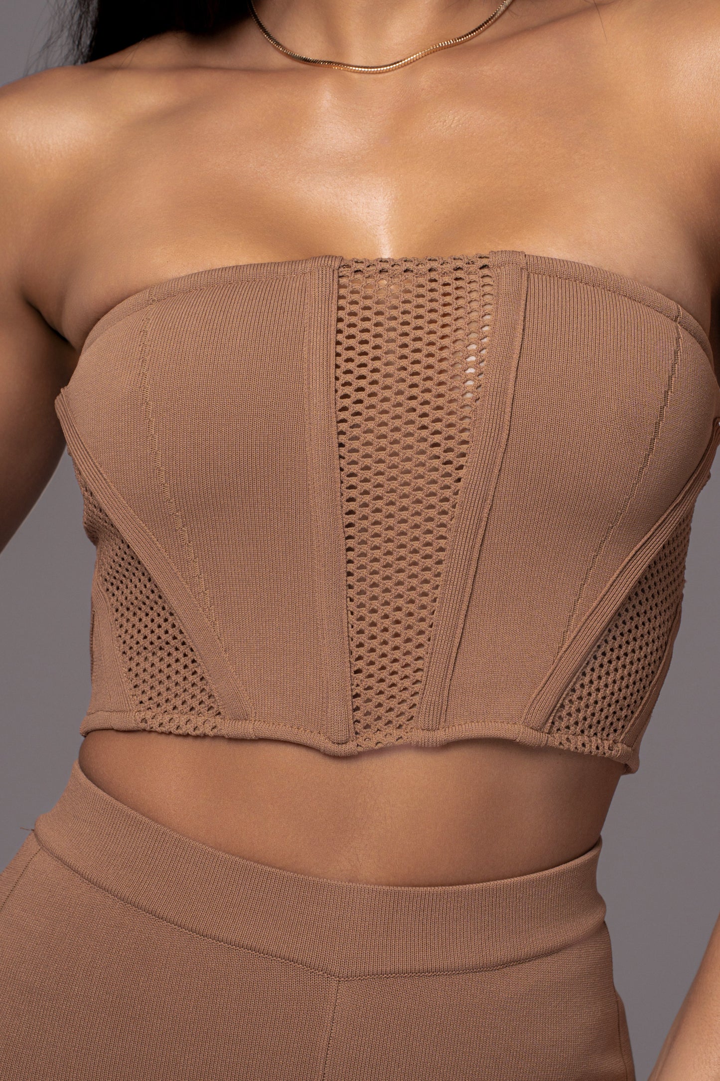 Pecan Freda Knit Bustier