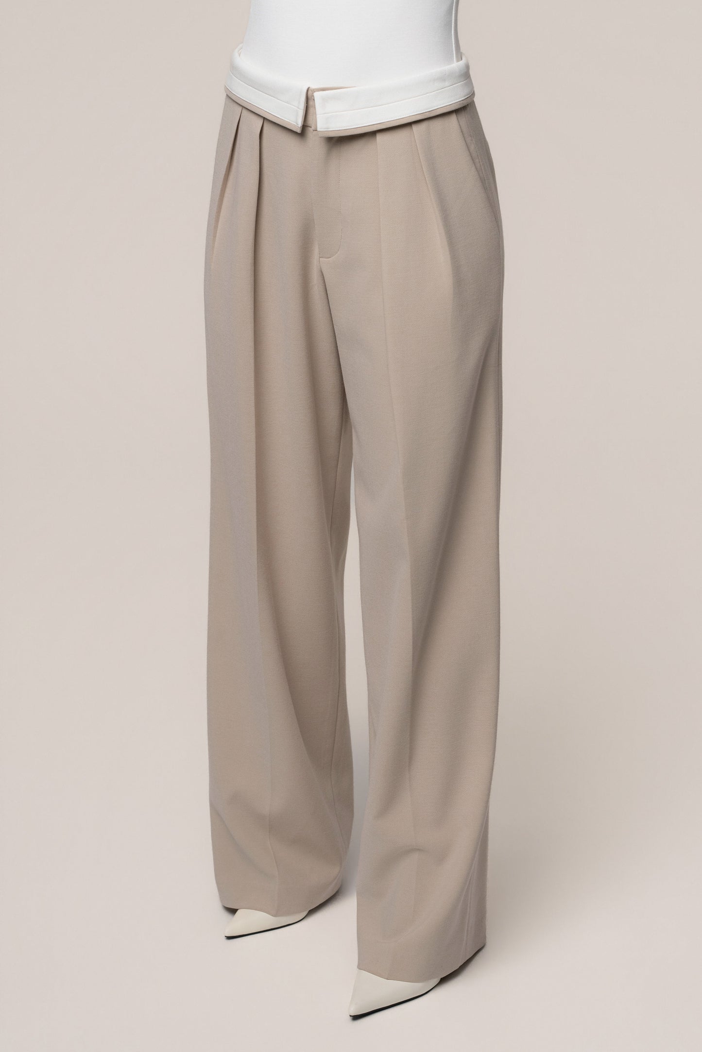 Beige/Ivory Command Pleat Trouser JLUXLABEL