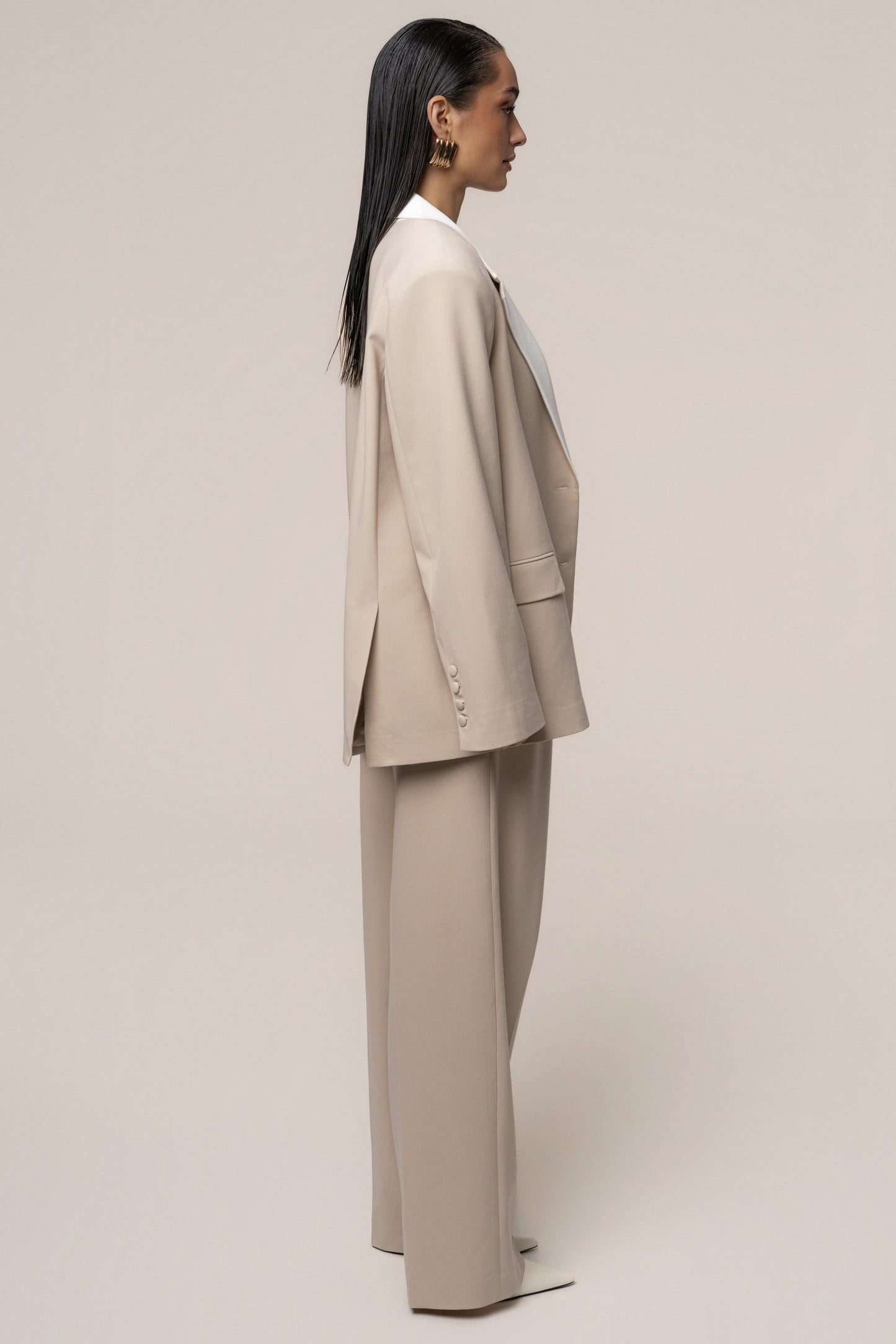 Beige/Ivory Command Oversized Blazer JLUXLABEL