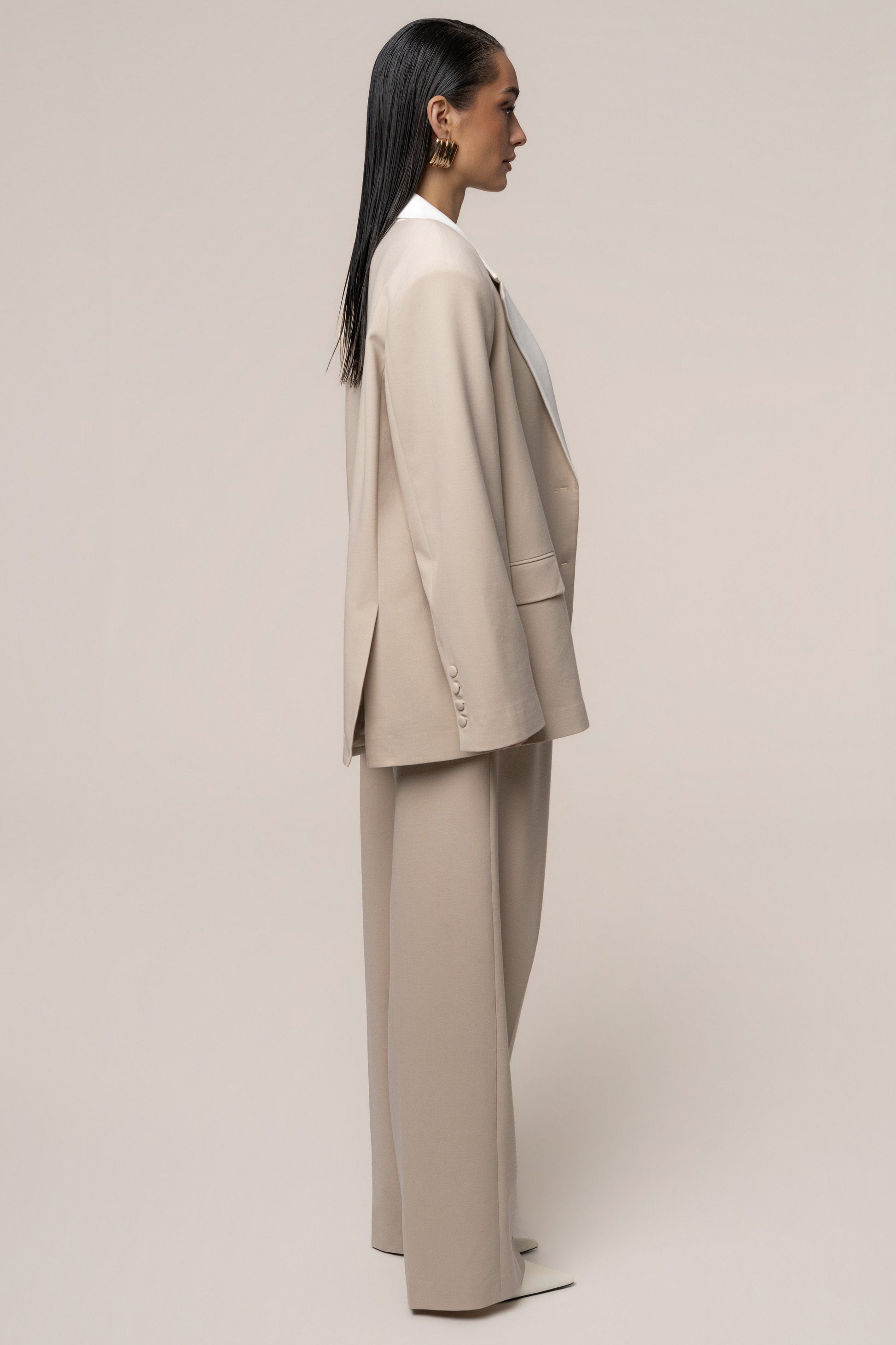 Beige/Ivory Command Pleat Trouser JLUXLABEL