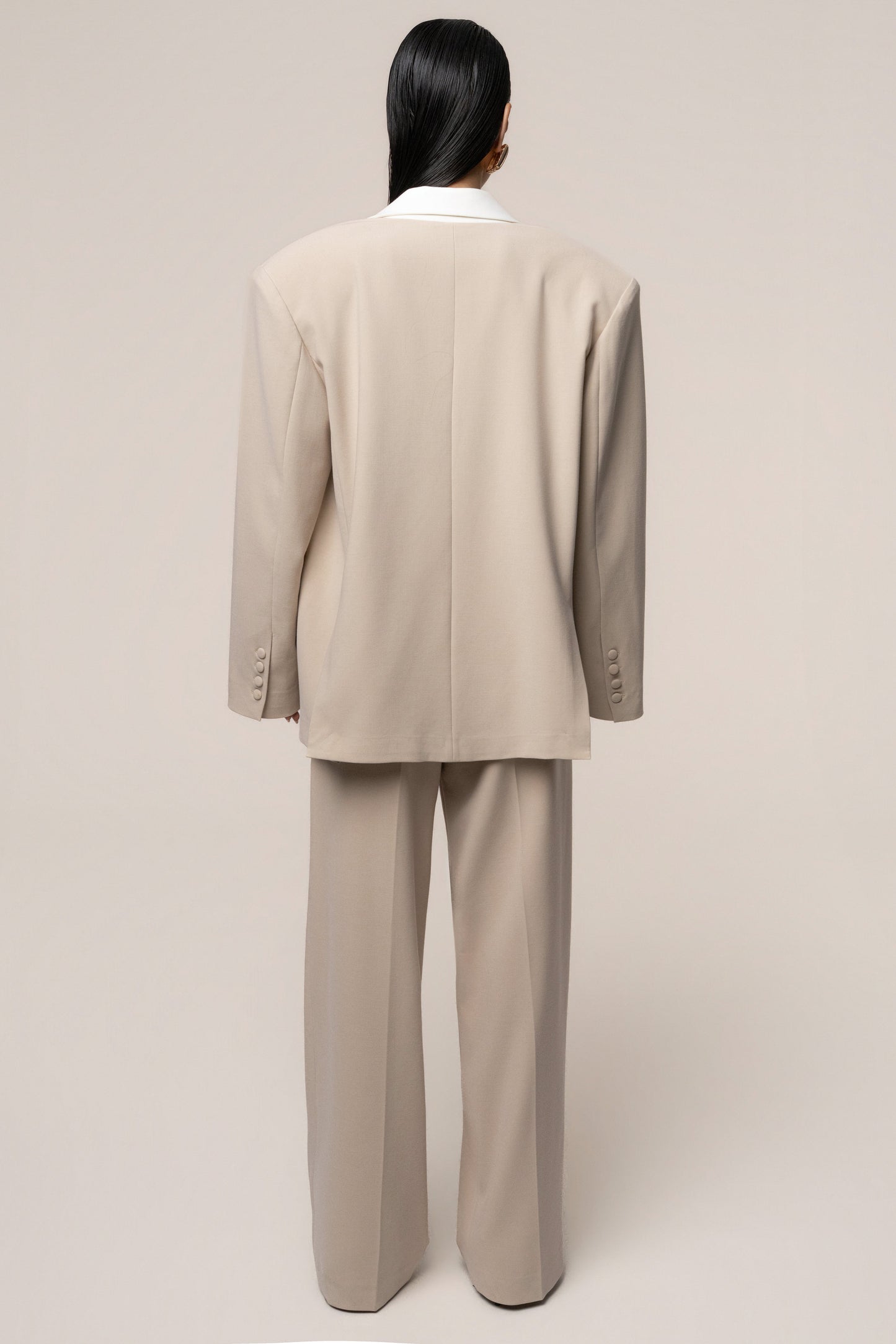 Beige/Ivory Command Oversized Blazer JLUXLABEL