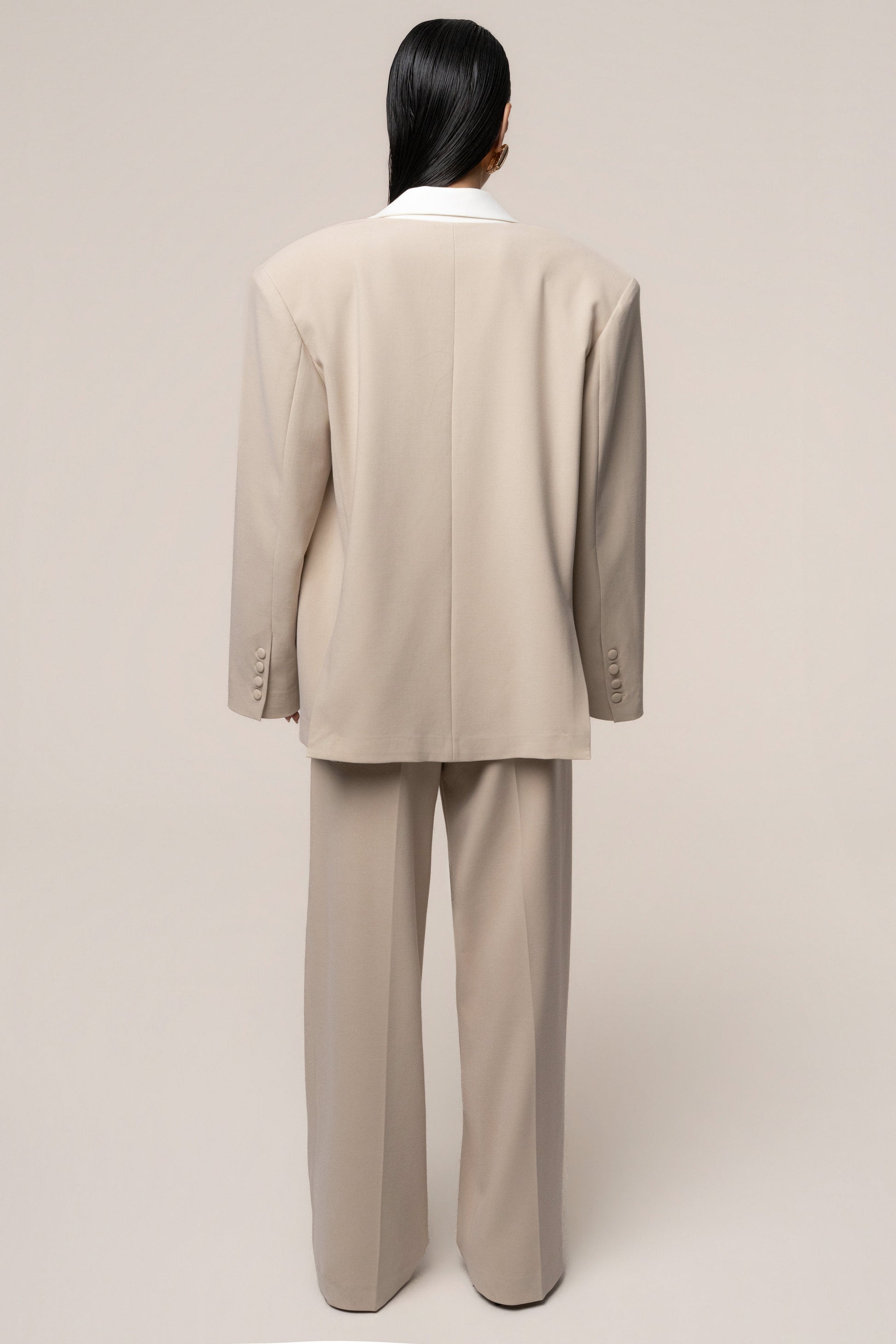 Beige/Ivory Command Oversized Blazer JLUXLABEL