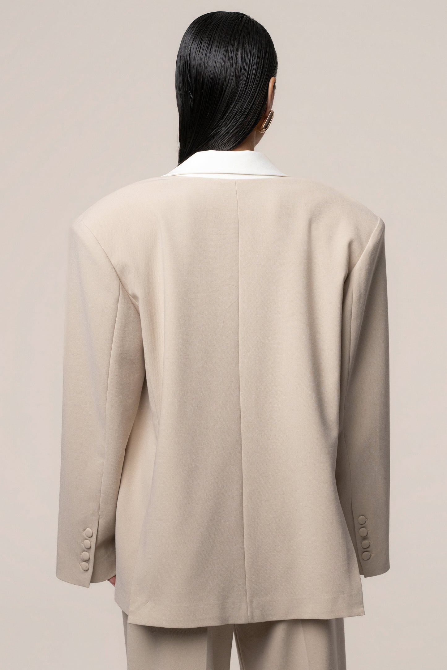 Beige/Ivory Command Oversized Blazer JLUXLABEL