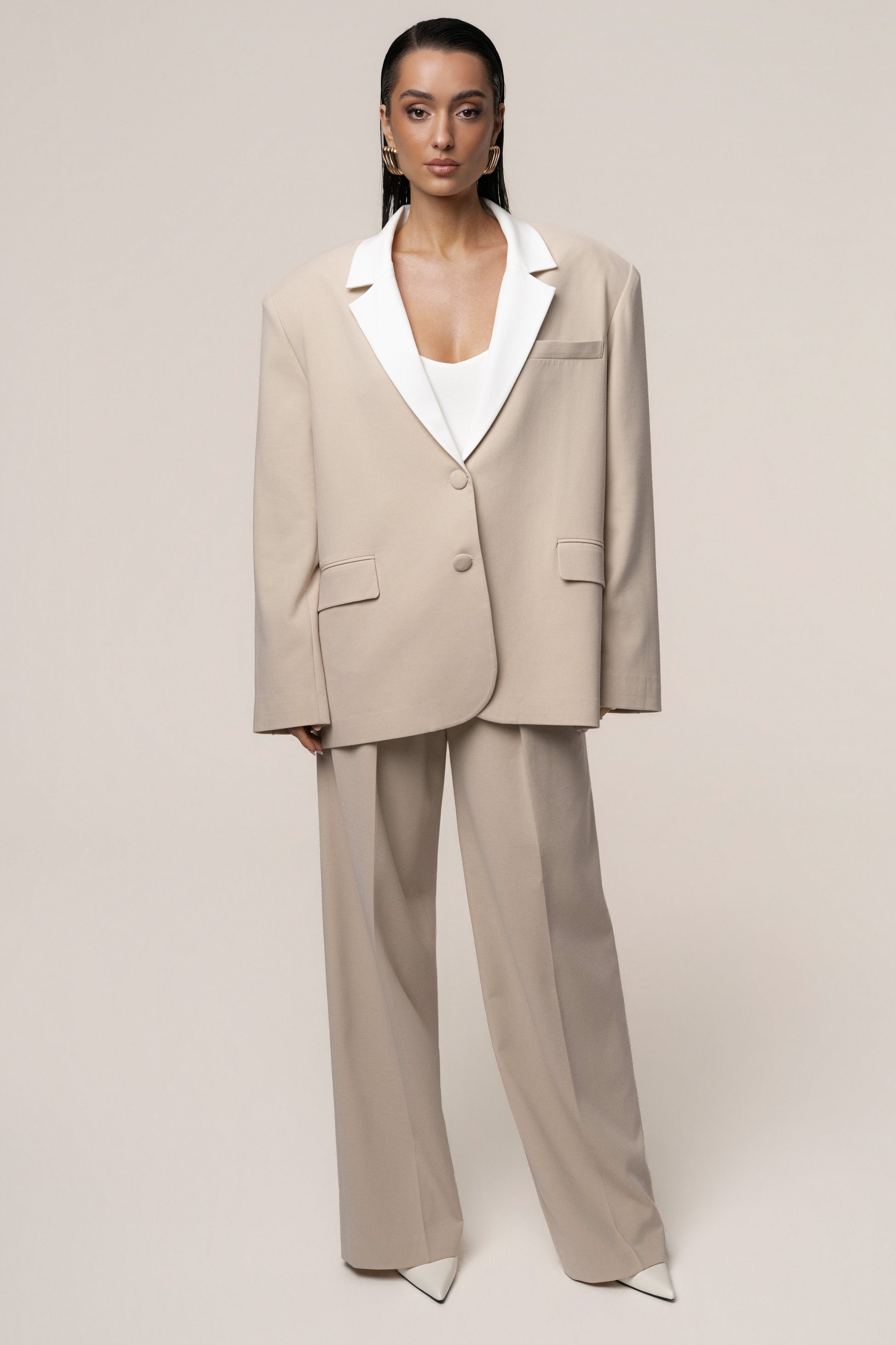 Beige/Ivory Command Pleat Trouser JLUXLABEL