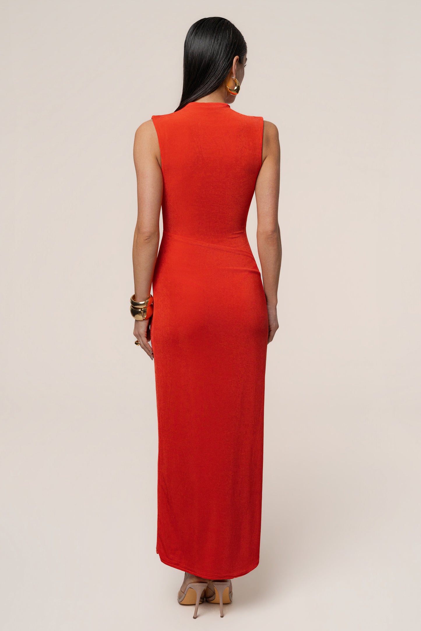 Orange Aubree Midi Dress JLUXLABEL