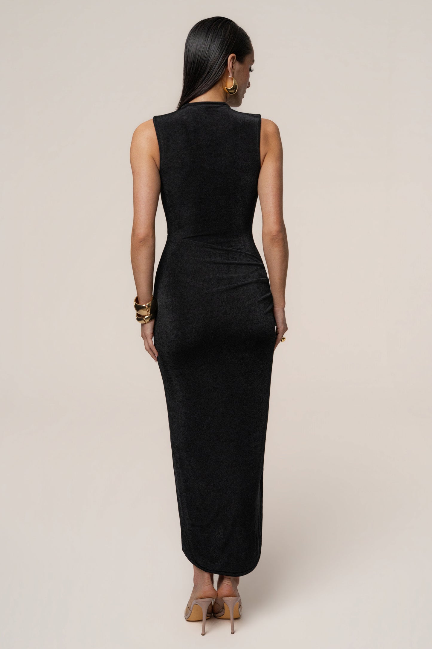 Black Aubree Midi Dress JLUXLABEL