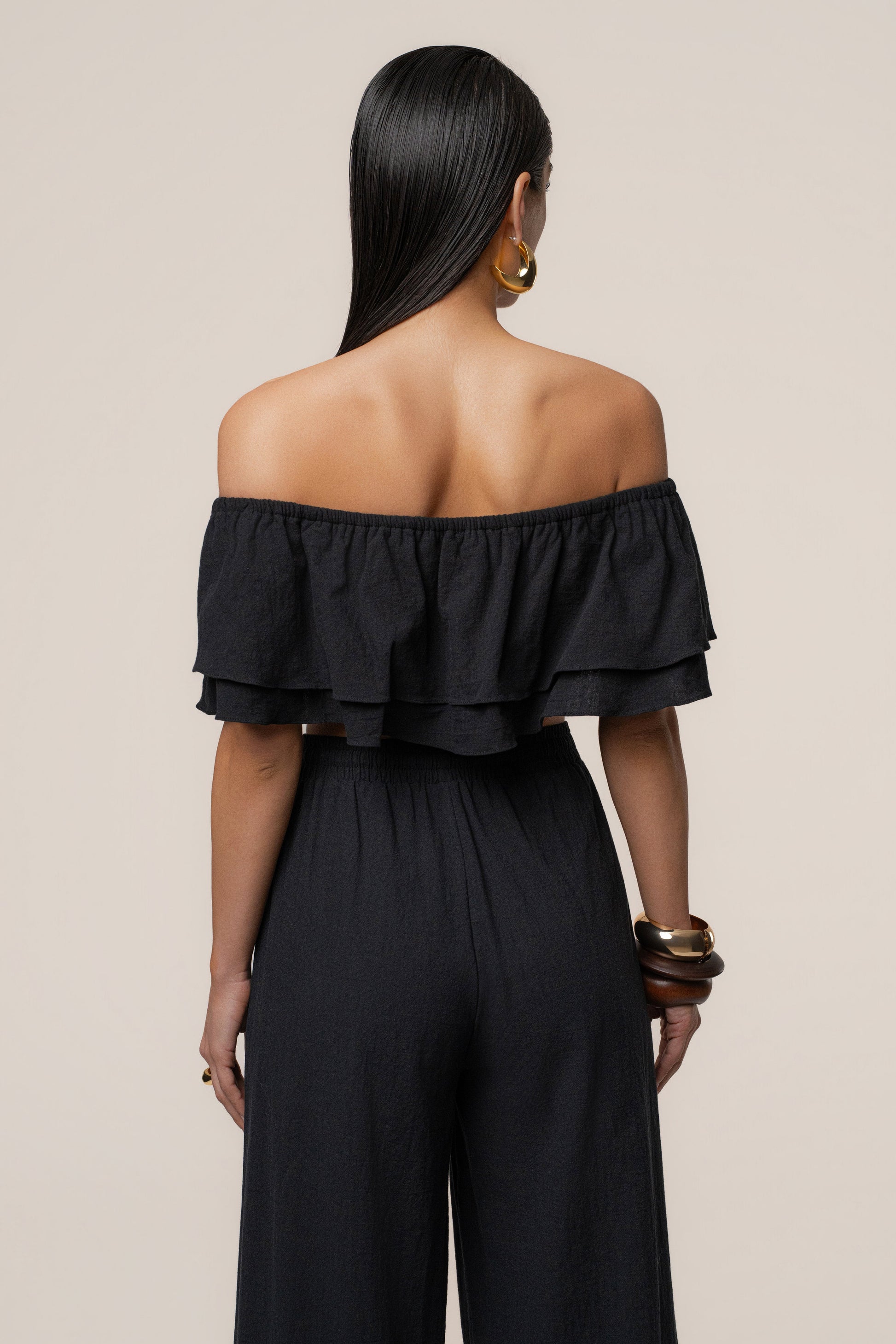 Black Marina Two-Piece Pant Set JLUXLABEL