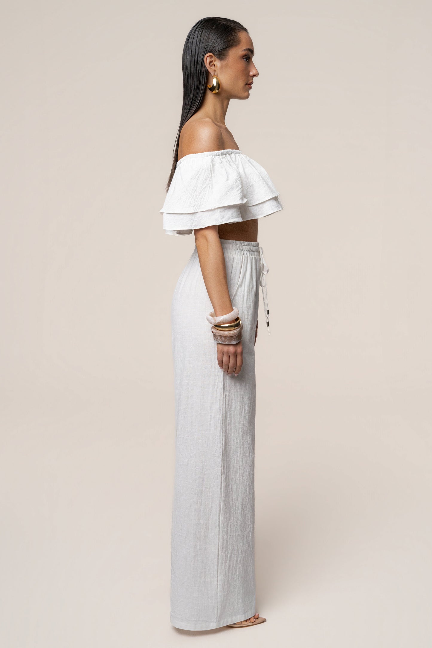 White Marina Two-Piece Pant Set JLUXLABEL