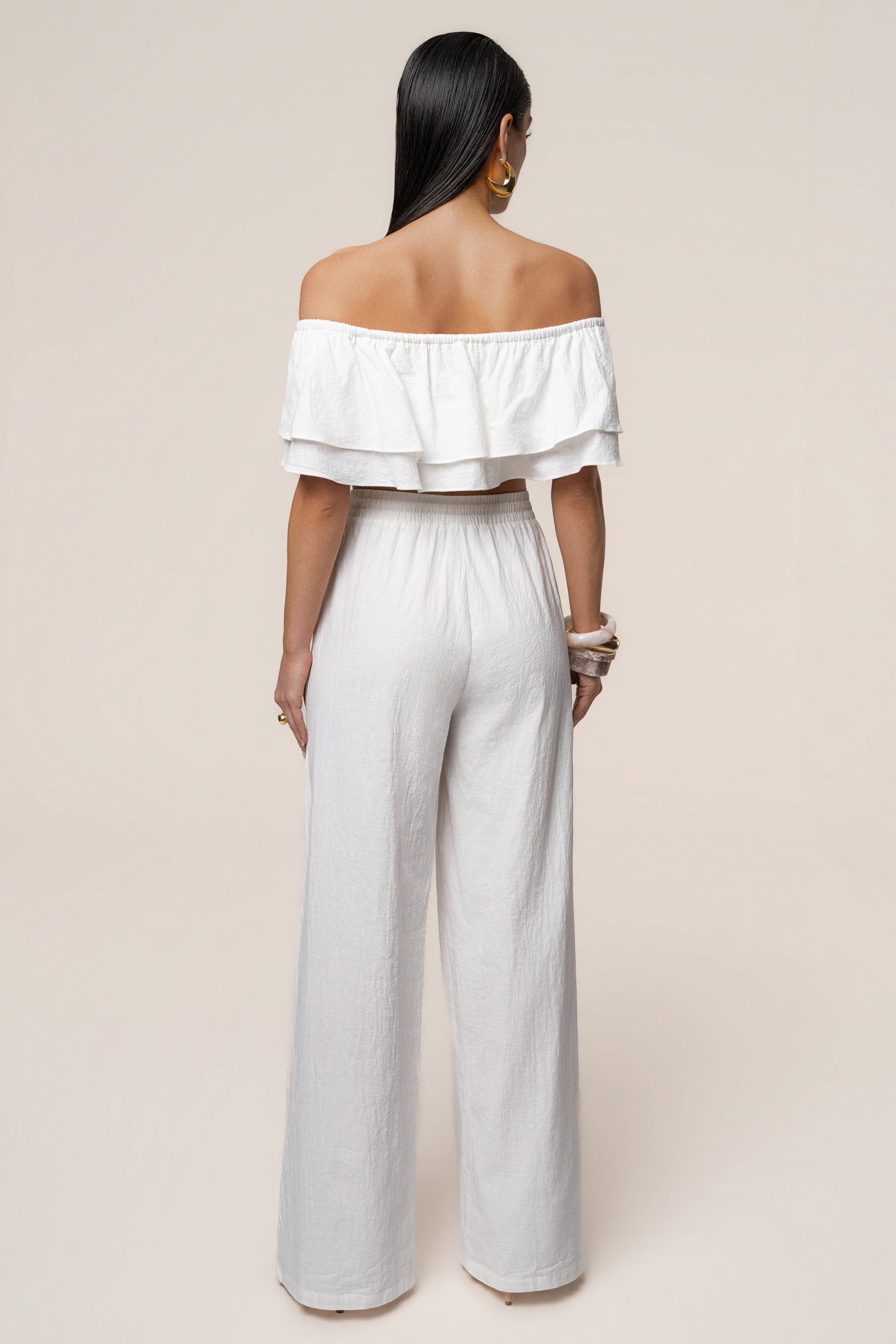 White Marina Two-Piece Pant Set JLUXLABEL