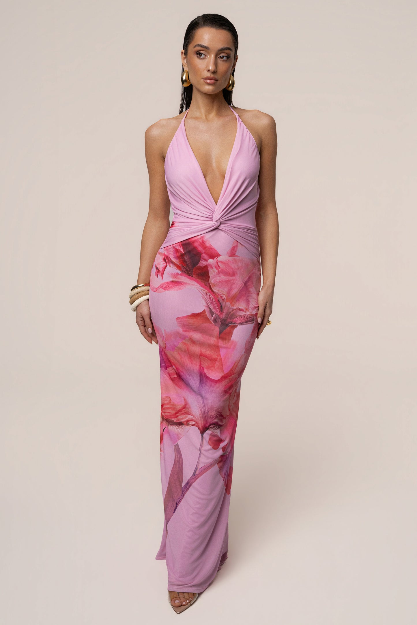 Pink Floral Coastal Bloom Maxi Dress JLUXLABEL