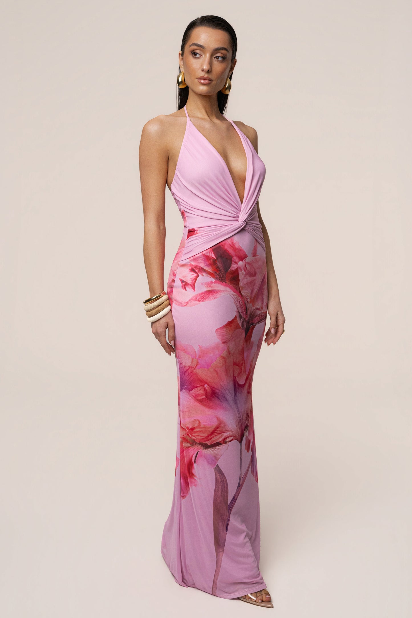 Pink Floral Coastal Bloom Maxi Dress JLUXLABEL