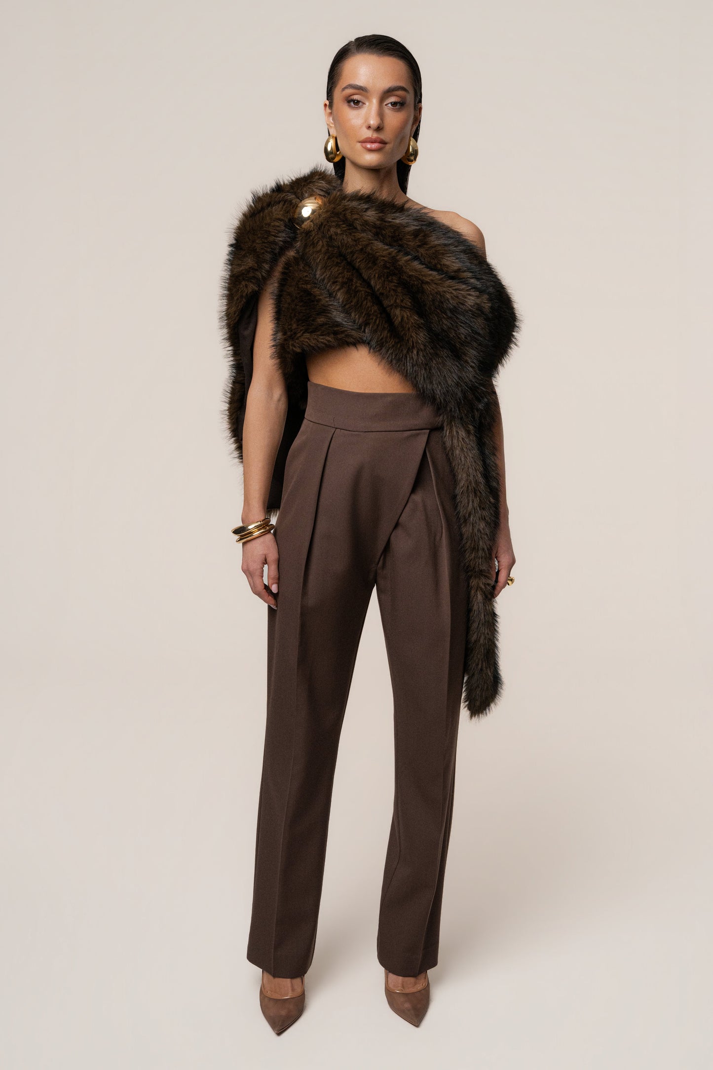 Brown Winter Bliss Faux Fur Wrap JLUXLABEL