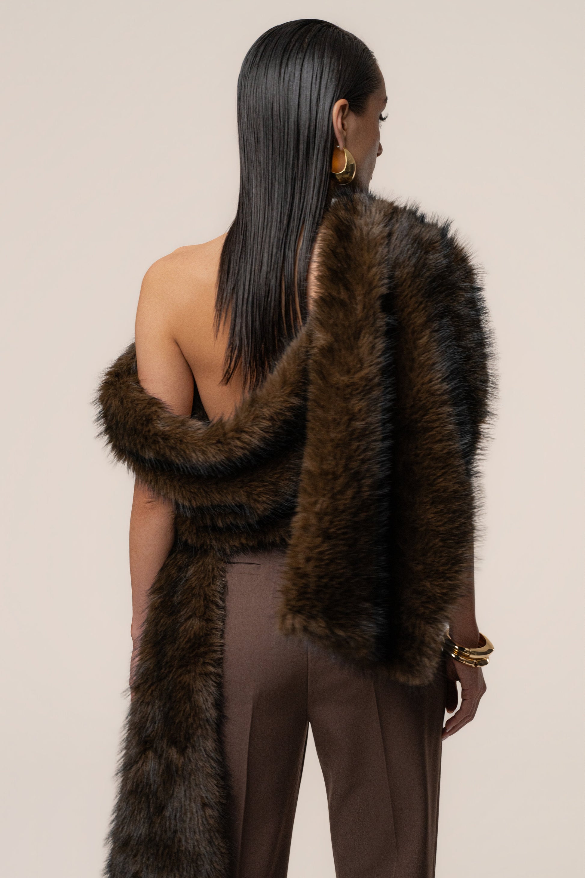 Brown Winter Bliss Faux Fur Wrap JLUXLABEL