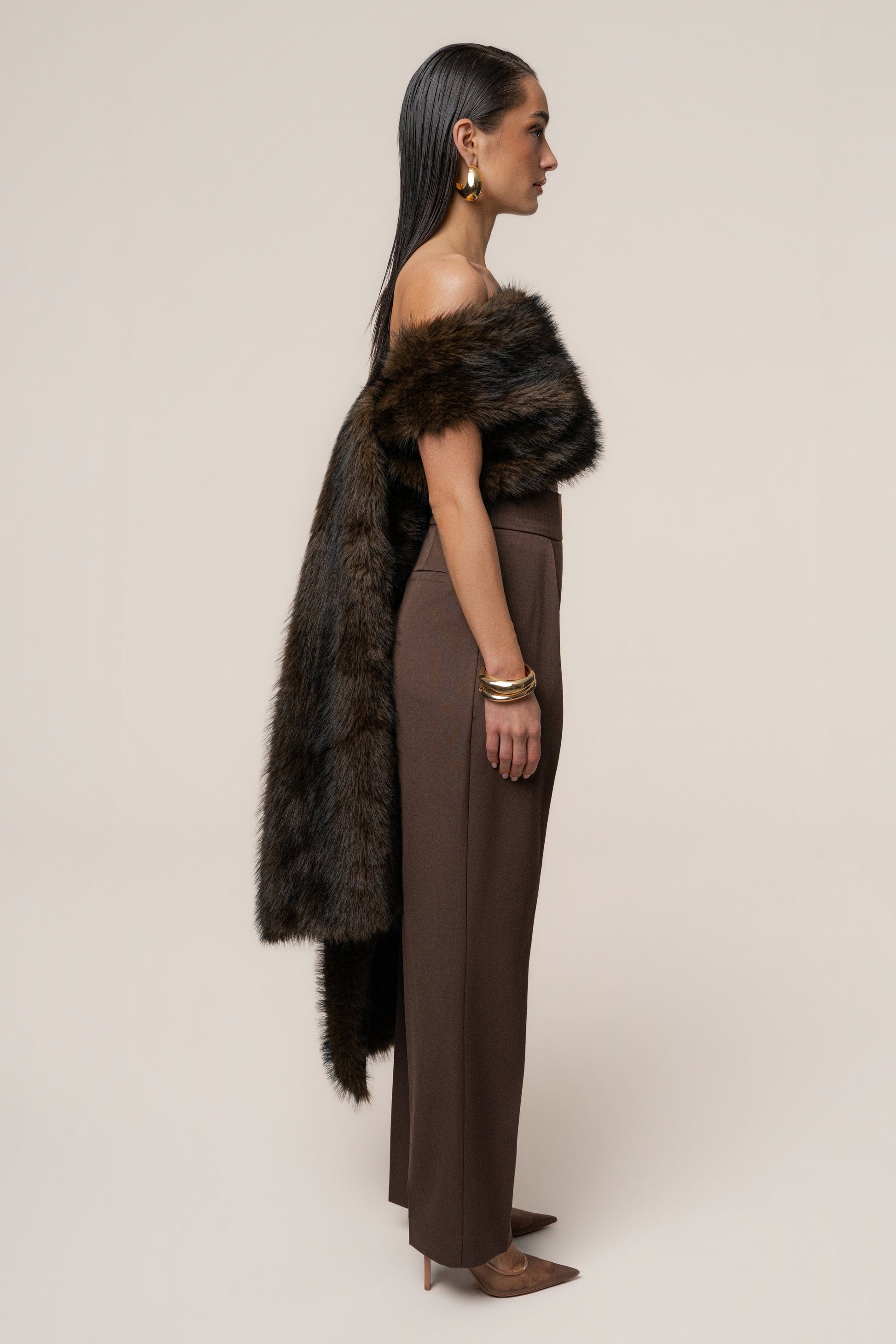 Brown Winter Bliss Faux Fur Wrap JLUXLABEL