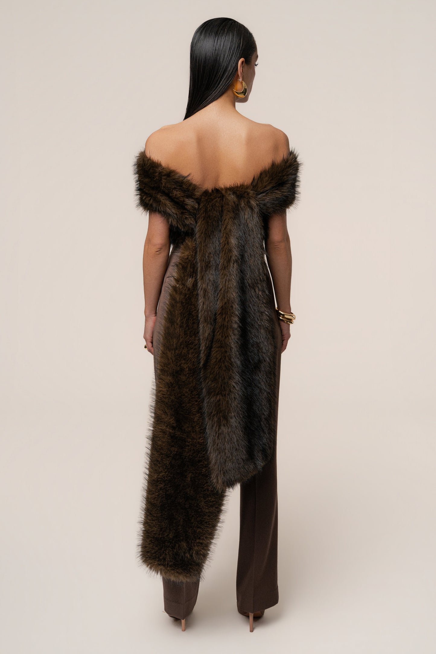 Brown Winter Bliss Faux Fur Wrap JLUXLABEL