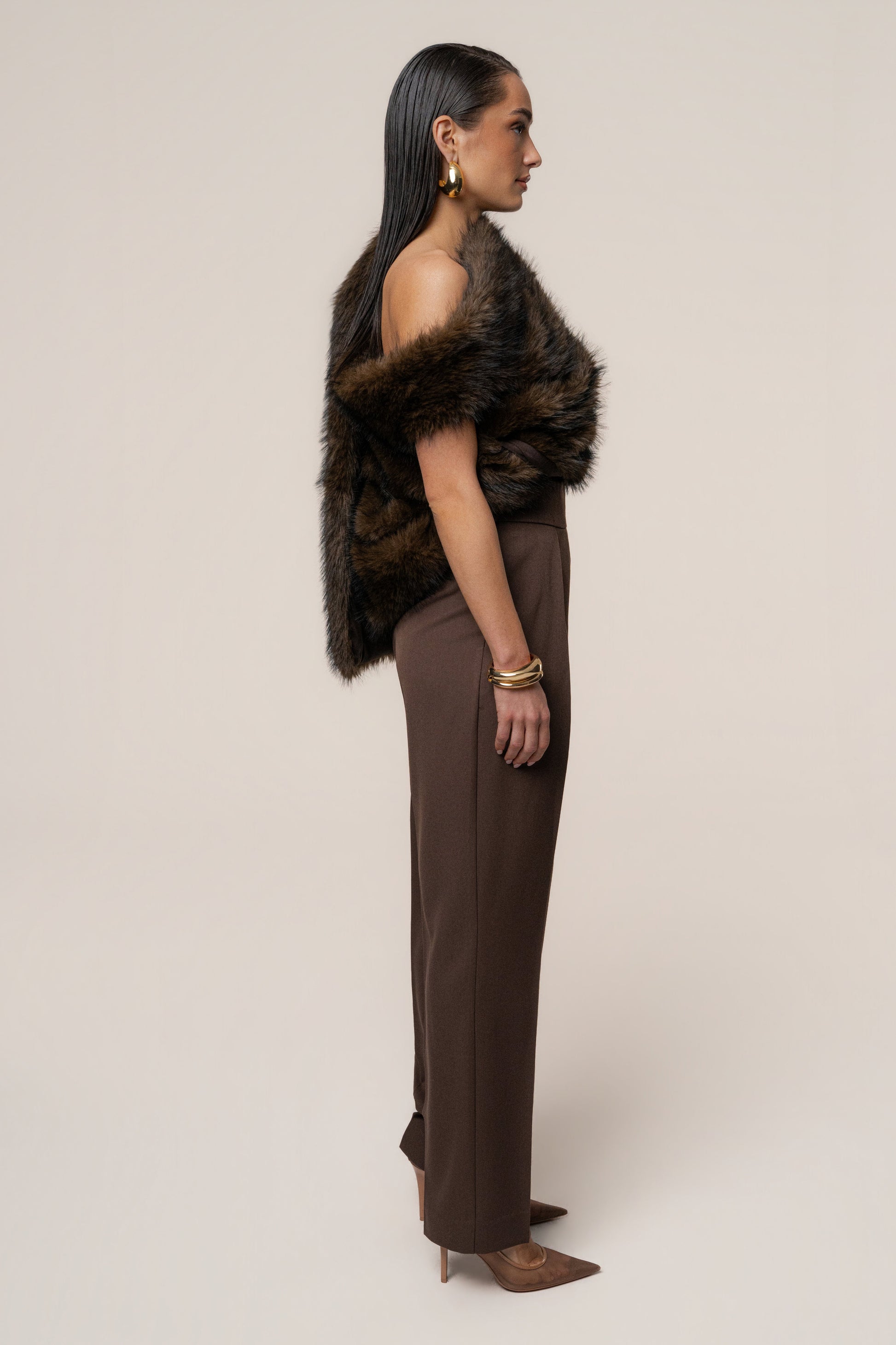 Brown Winter Bliss Faux Fur Wrap JLUXLABEL