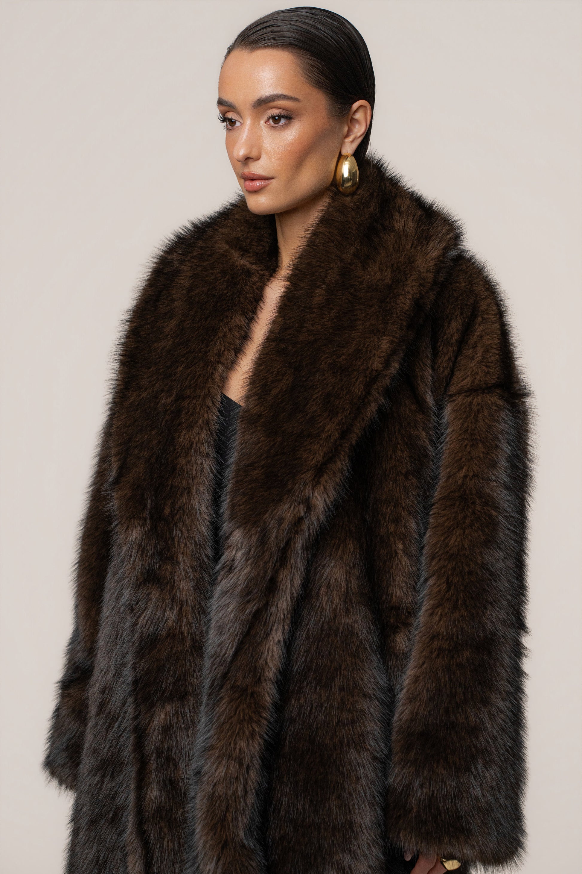 Chocolate Aspen Days Faux Fur Coat JLUXLABEL