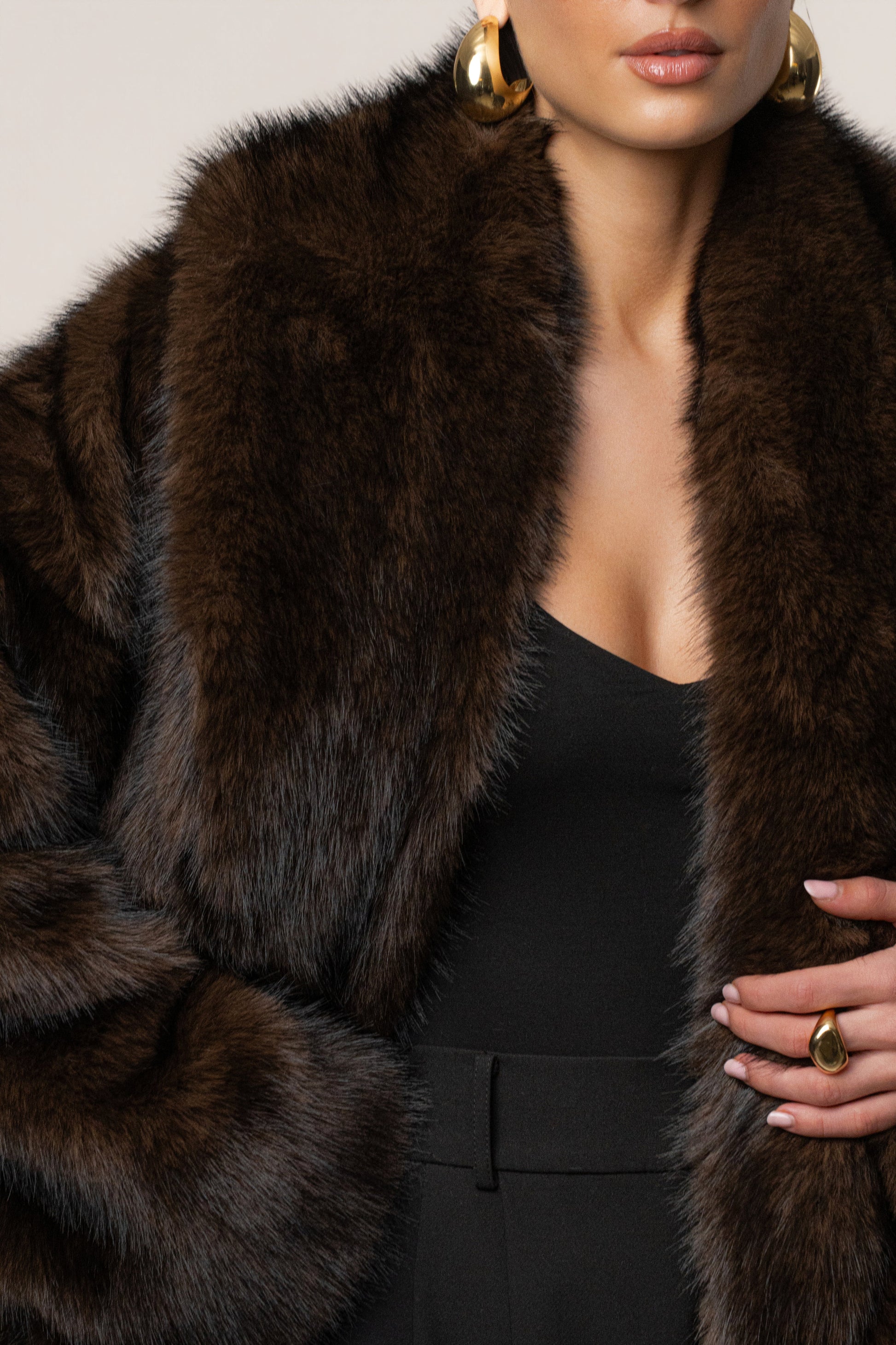 Chocolate Aspen Days Faux Fur Coat JLUXLABEL