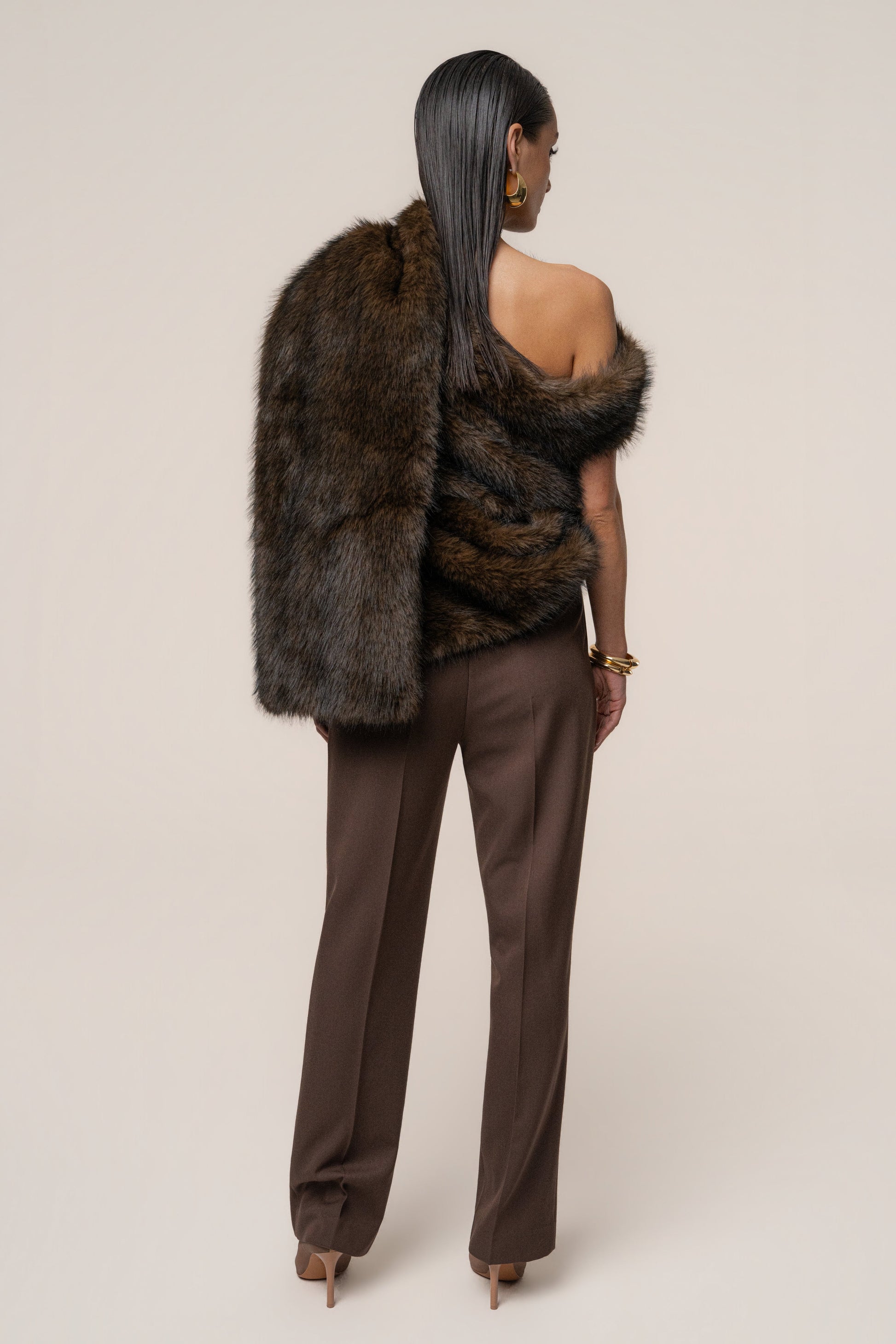 Brown Winter Bliss Faux Fur Wrap JLUXLABEL