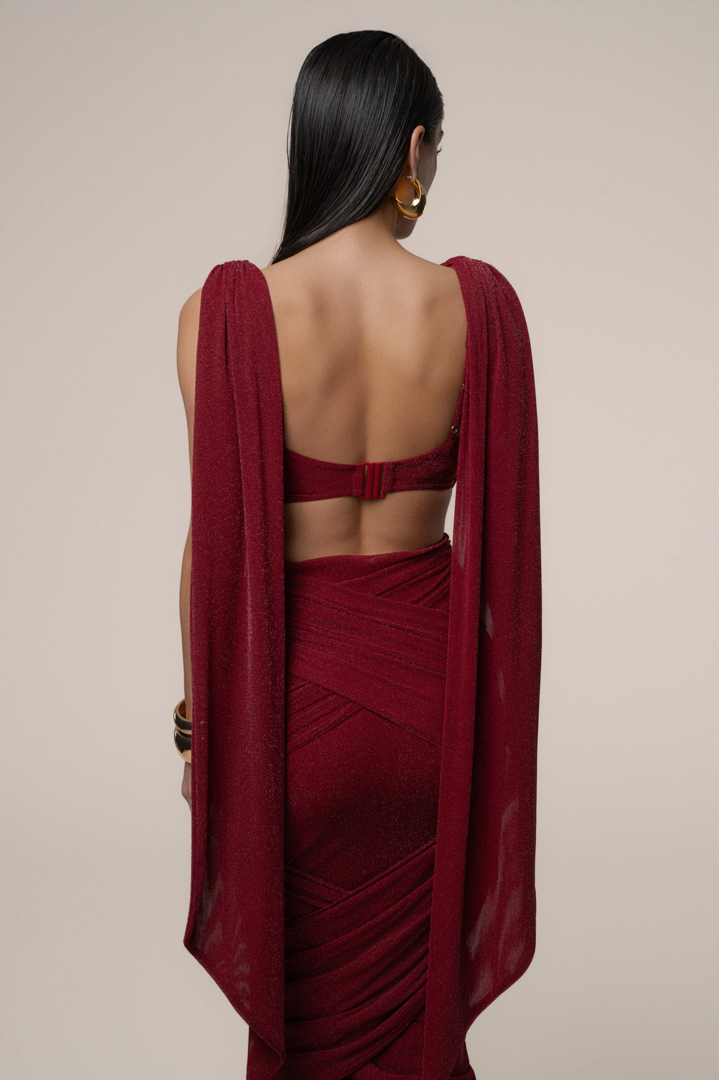 Red Divine Drape Skirt Set
