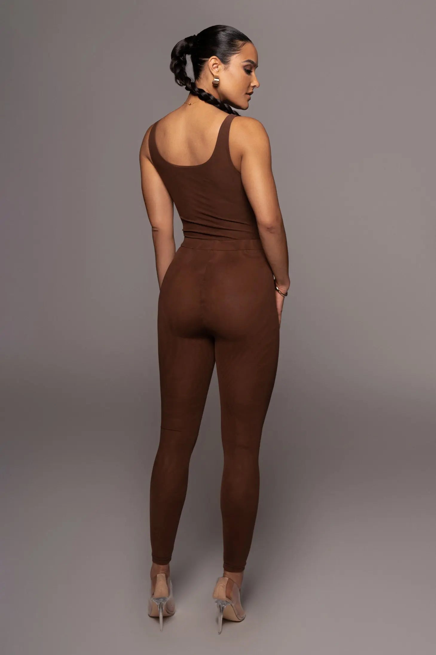 Chocolate Mesh Essentials Tank Bodysuit Undergarment JLUXLABEL