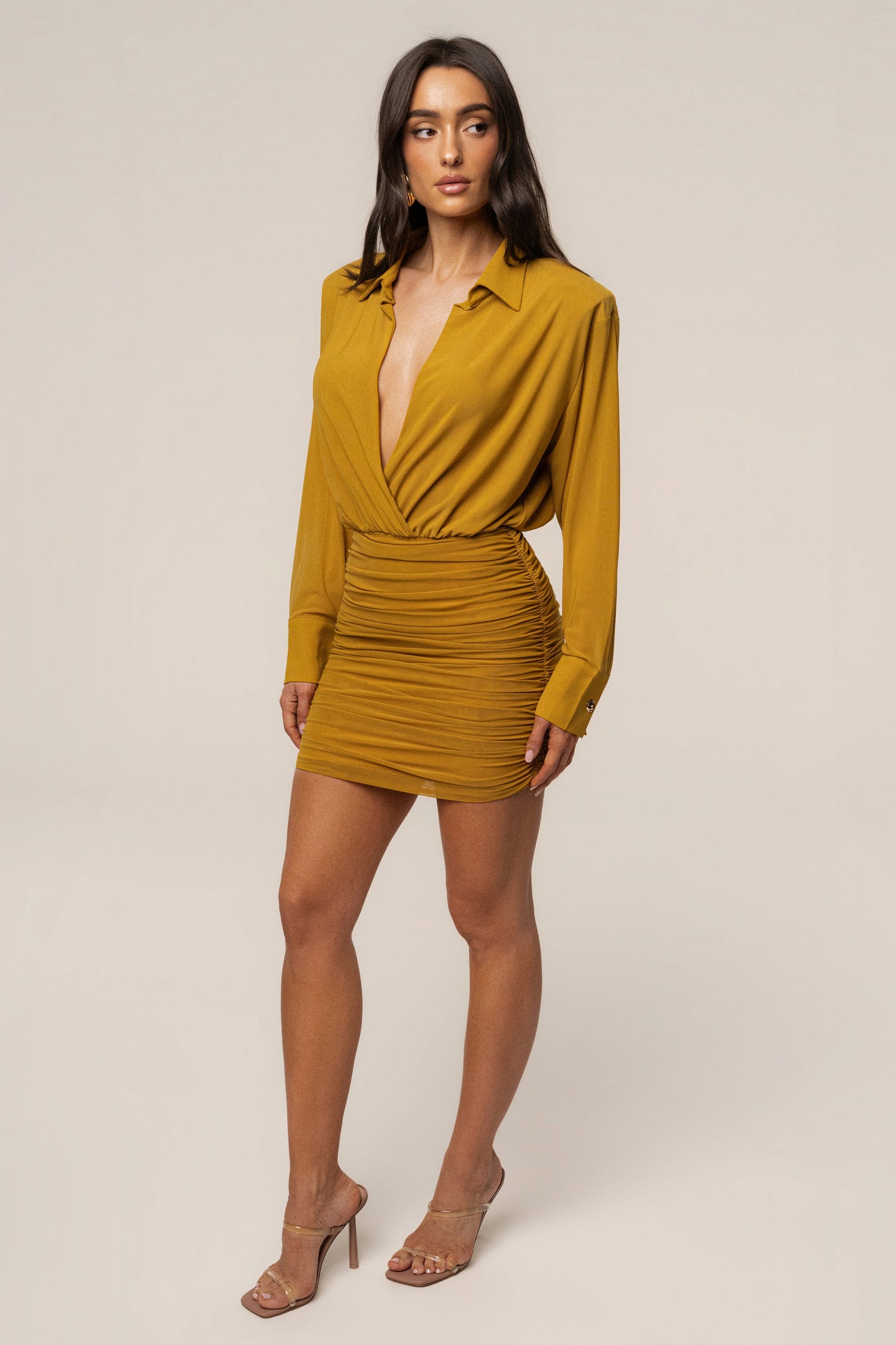 Lime Leah Plunge Mini Dress JLUXLABEL
