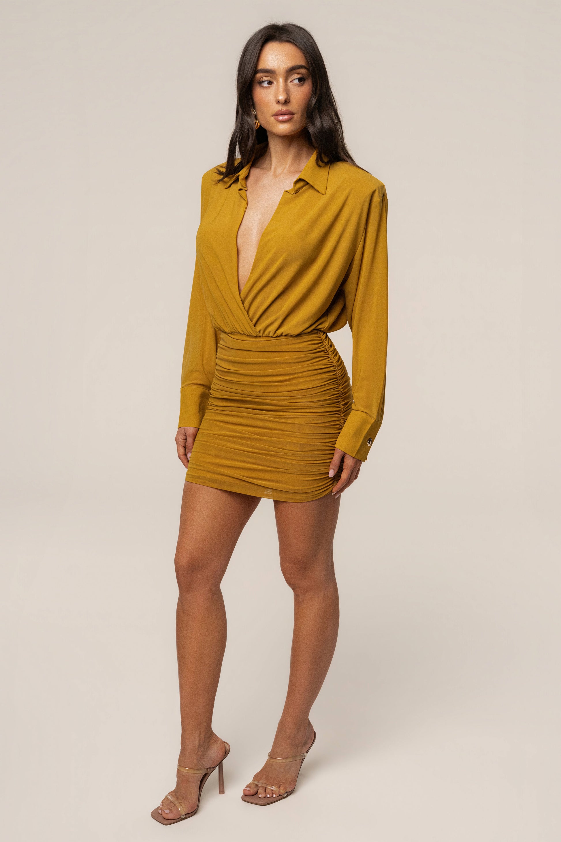 Lime Leah Plunge Mini Dress JLUXLABEL