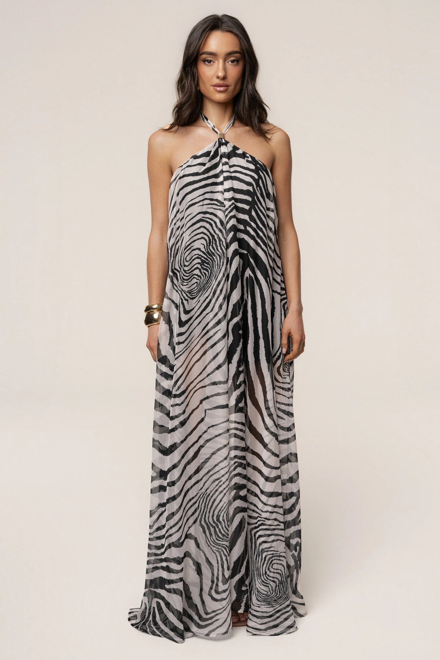 PRE-ORDER Zebra Print Jolene Halter Dress JLUXLABEL